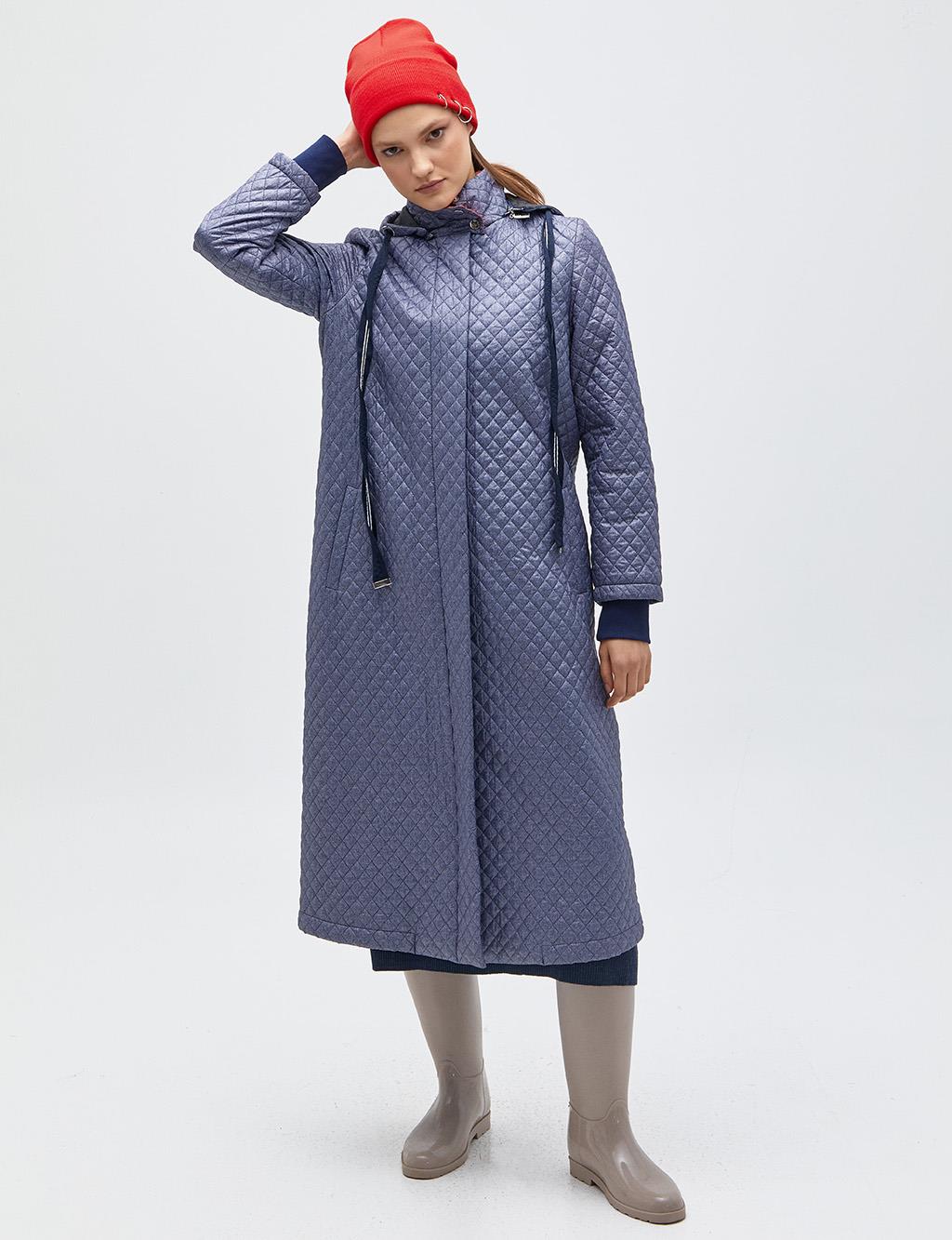 Quilted Sport Trench Coat Navy