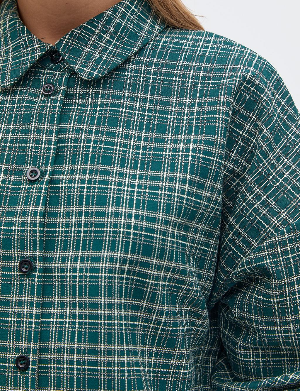 Back Detailed Plaid Shirt Emerald