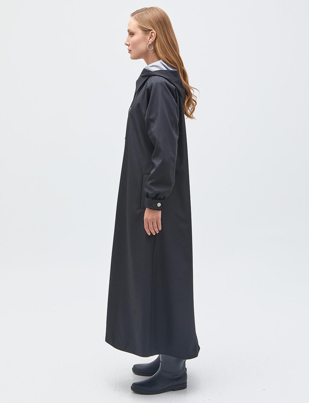 Hooded Long Topcoat Black