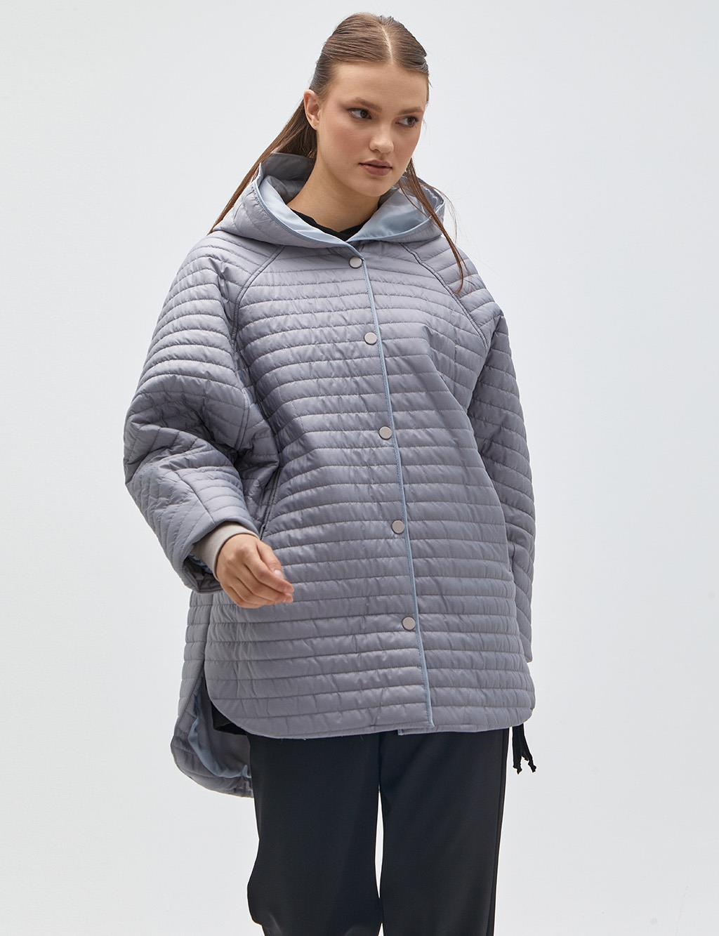 Stripe Quilted Inflatable Coat Stone