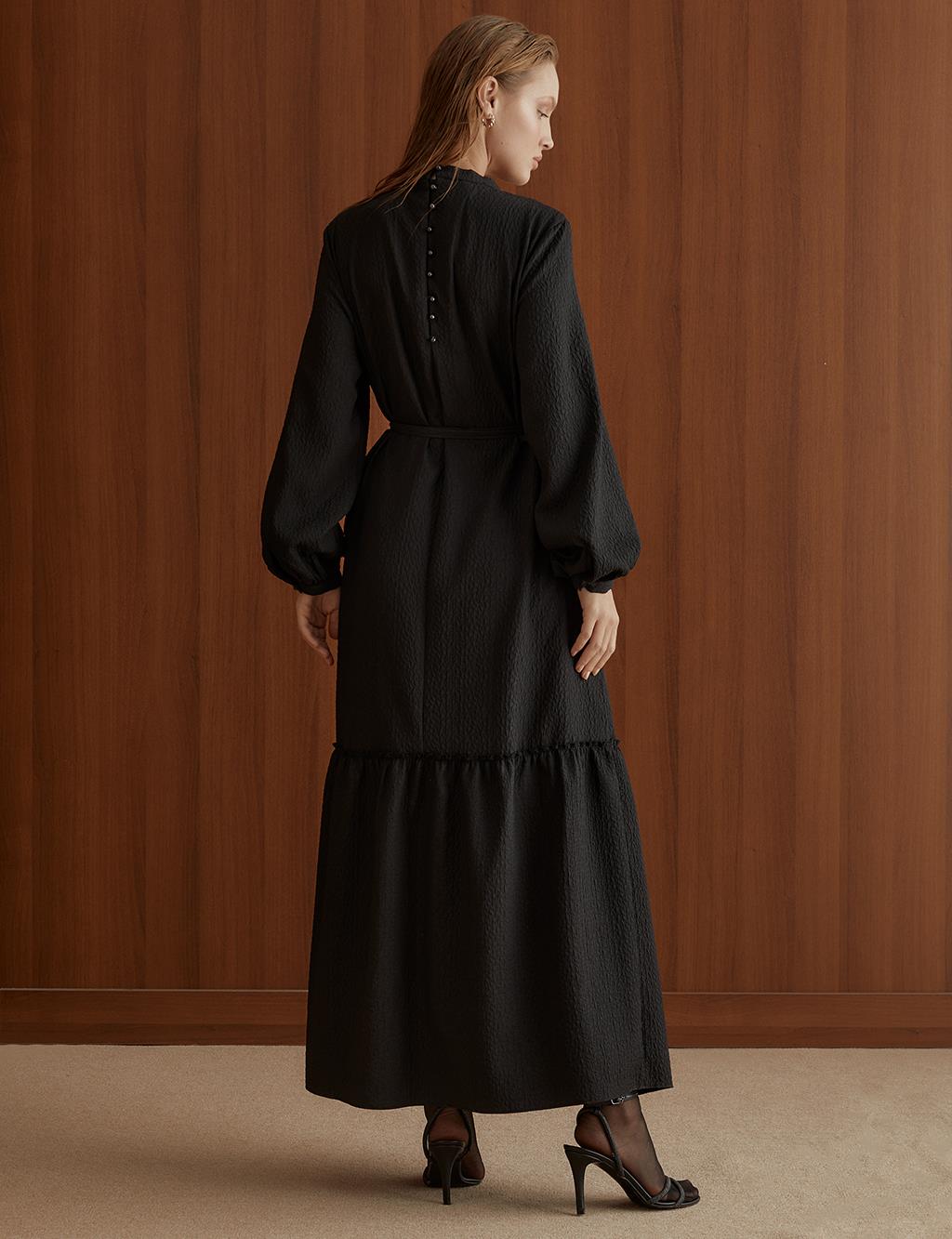 Beaded Embroidered Embellished Dress Black