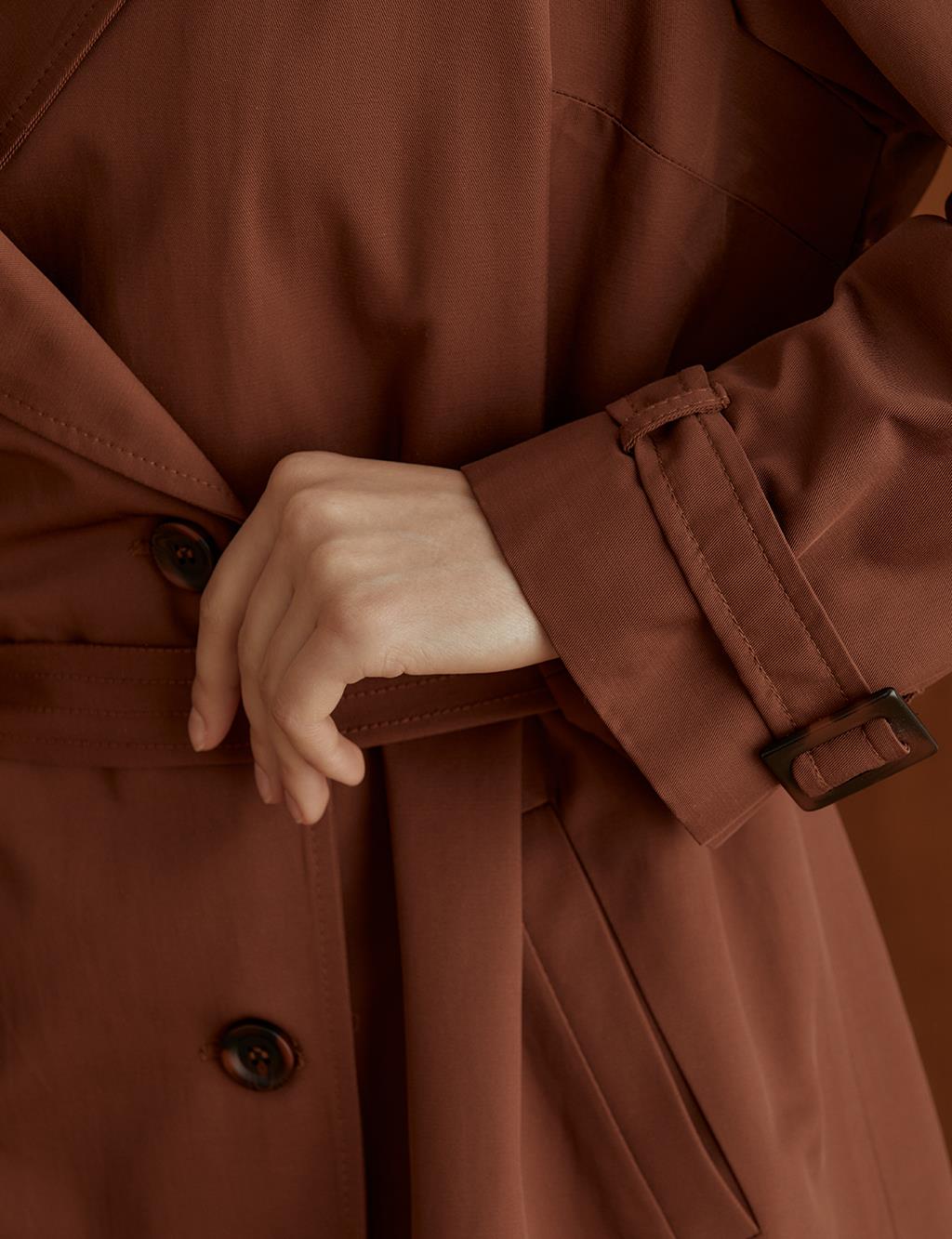 Windbreaker Double Breasted Trench Coat Brown