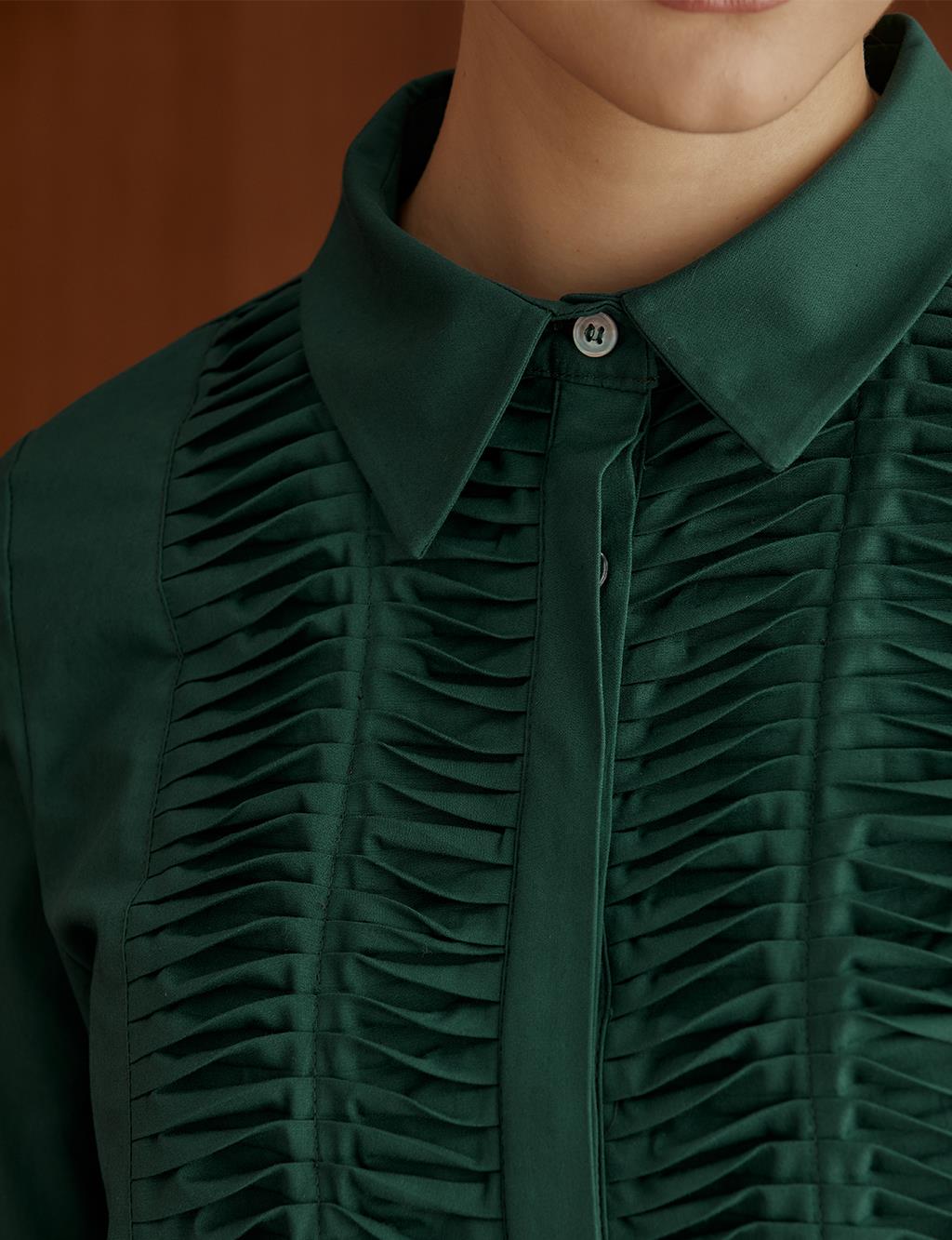 Pleat Detailed Tunic Emerald