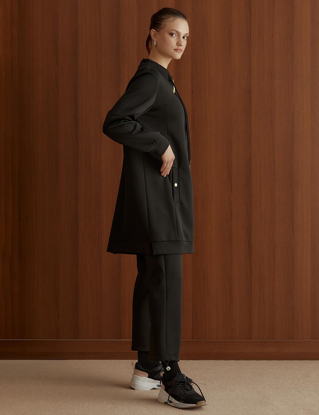 Standing Collar Double Sport Suit Black