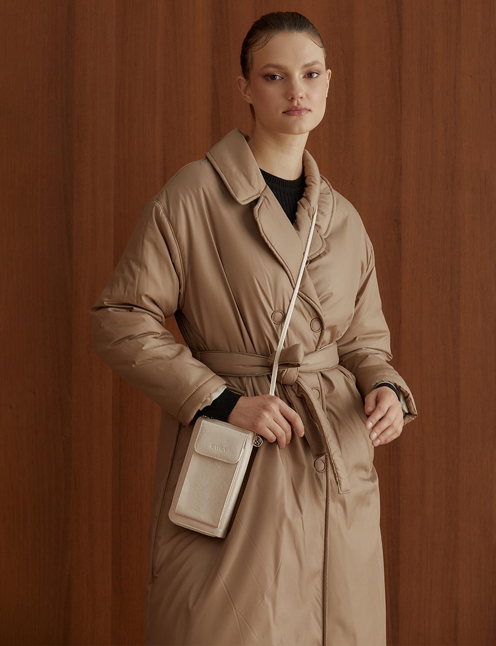 Wide Collar Inflatable Trench Coat Mink