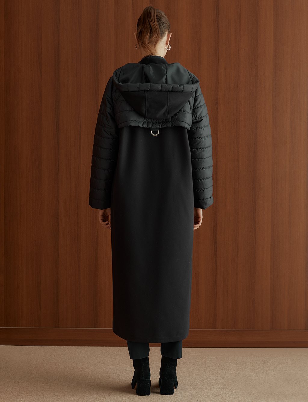 Zipper Closure Sleeves Inflatable Coat Navy