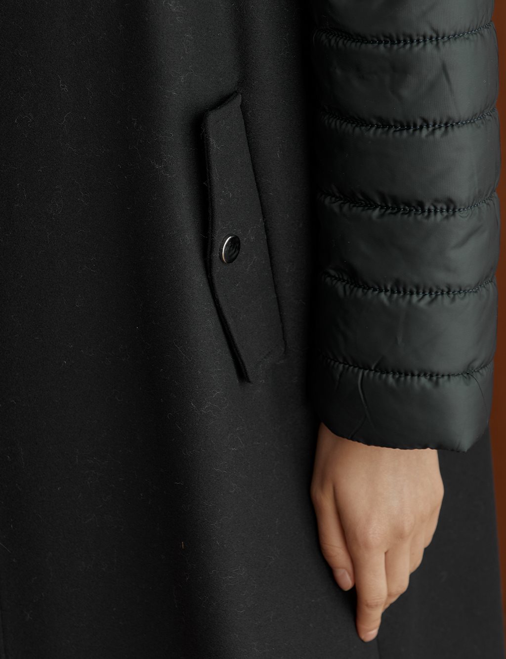 Zipper Closure Sleeves Inflatable Coat Navy