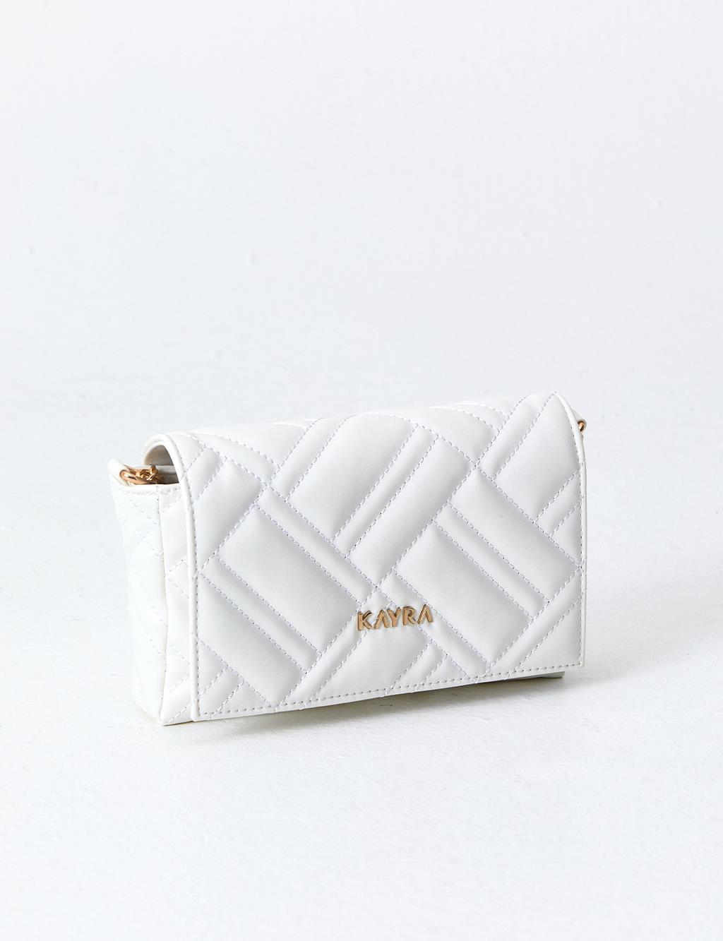 Quilted Rectangle Bag White