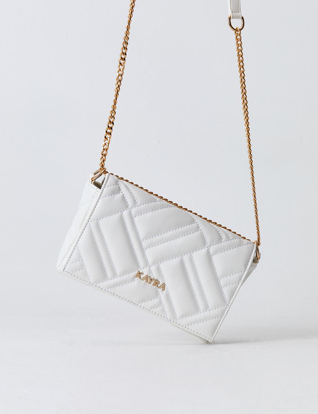 Quilted Rectangle Bag White