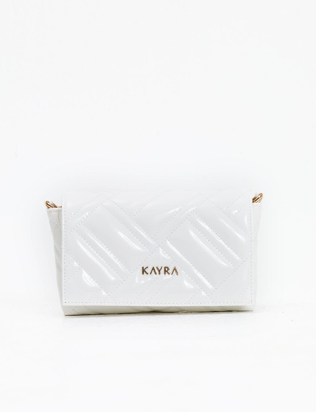 Quilted Rectangle Patent Leather Bag White