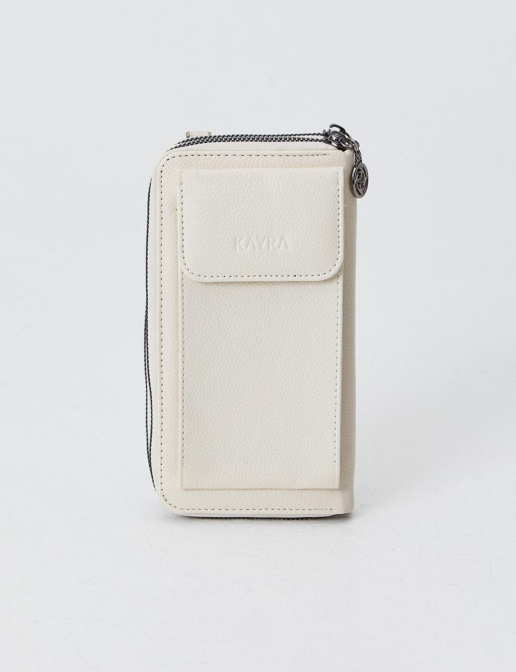 Two Compartment Wallet Bag Cream