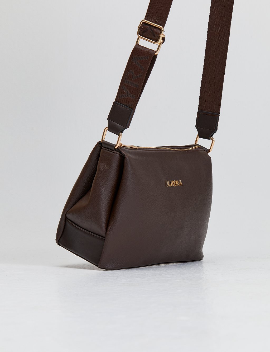Woven Strap Rectangle Bag Dark Brown