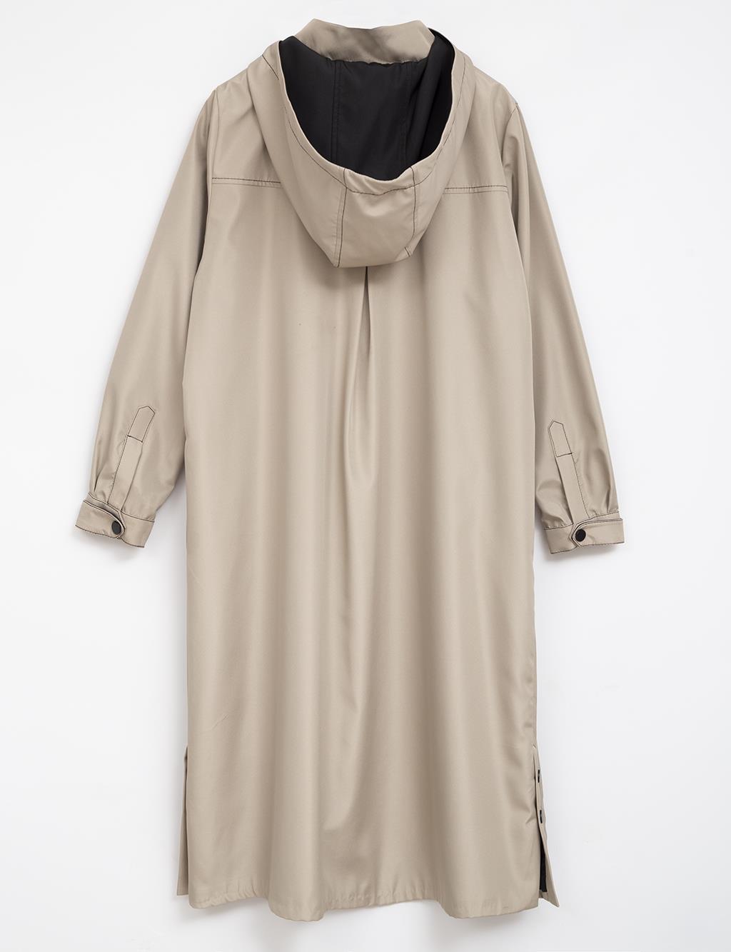 Snap Closure Punto Stitched Trench Coat Mink