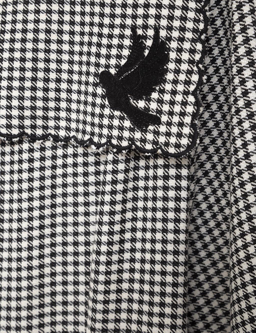 Pigeon Patterned Belted Dress Black