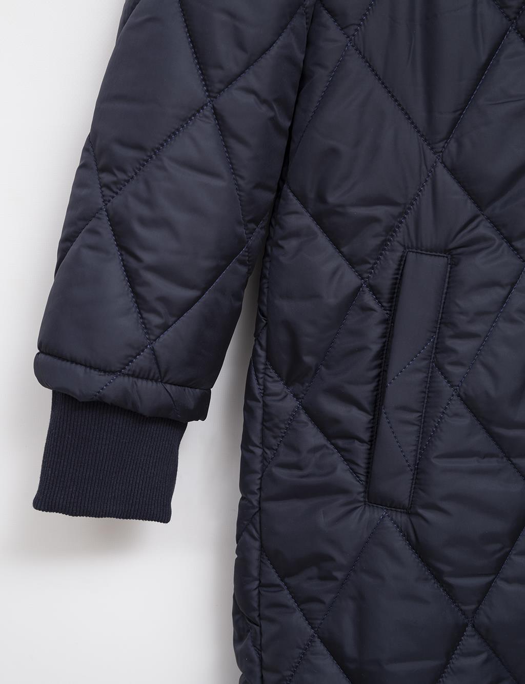 Diamond Pattern Quilted Inflatable Coat Navy