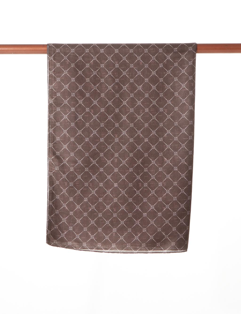 Monogram Patterned Shawl Brown