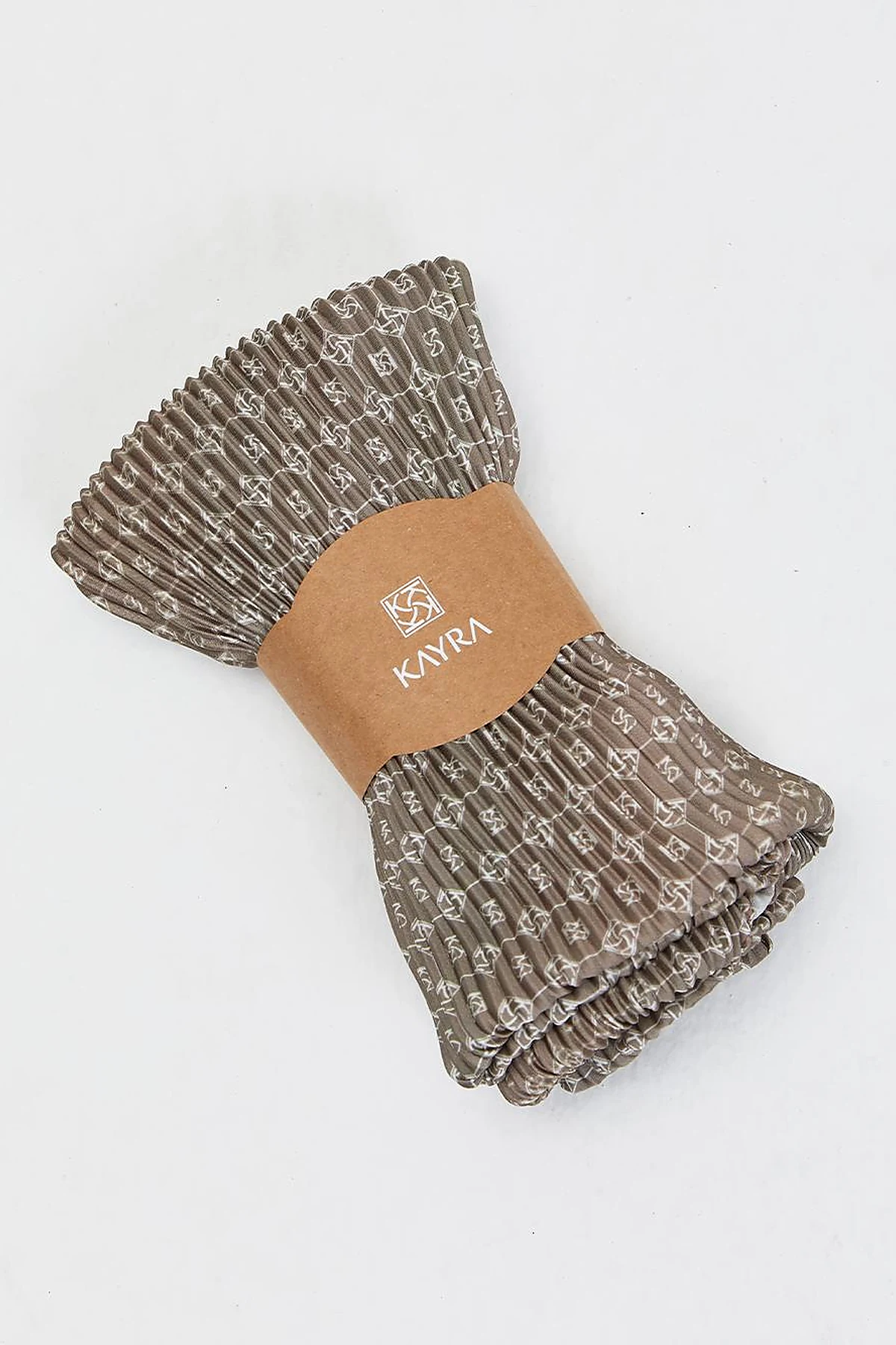 Hexagonal Monogram Pleated Scarf Khaki