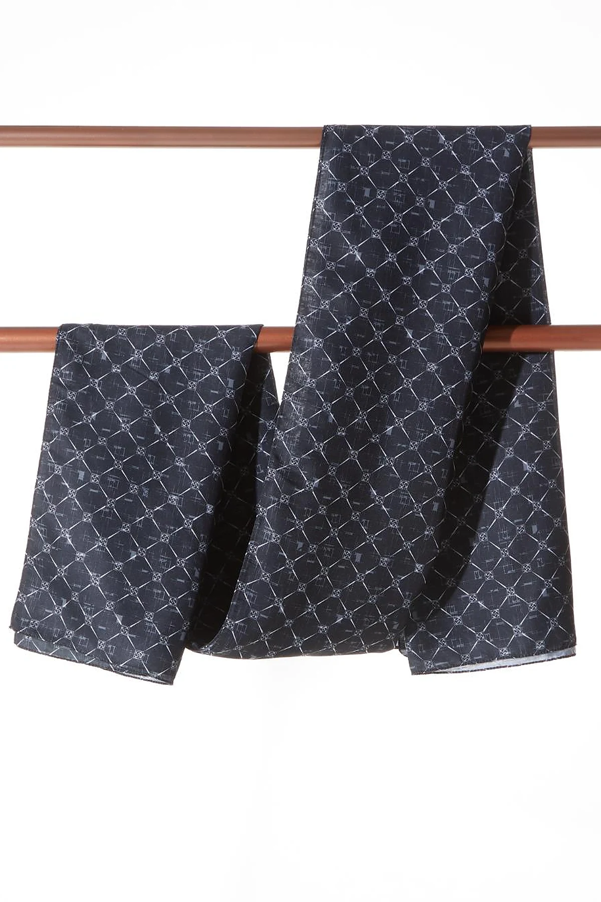 Monogram Patterned Shawl Black