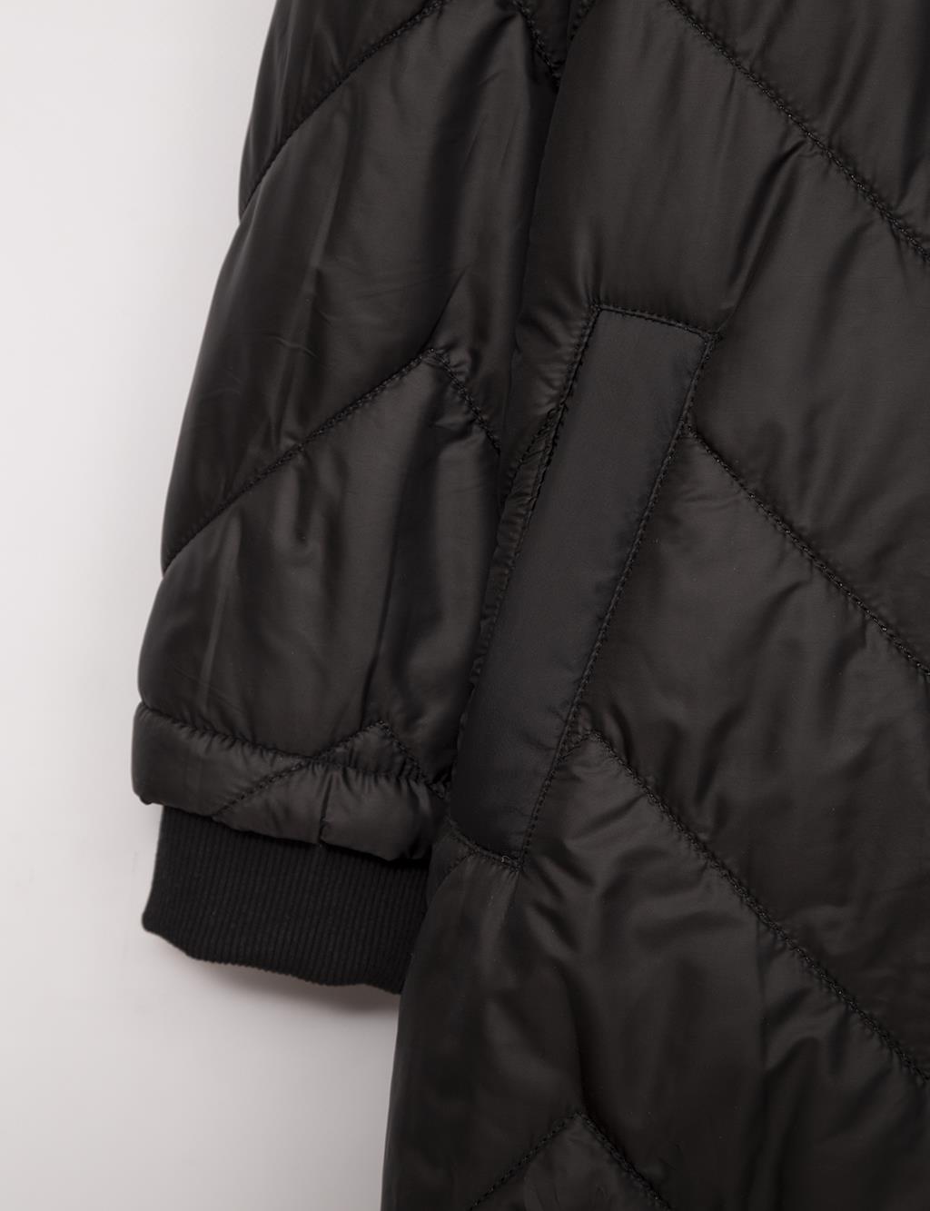 Zigzag Quilted Coat Black