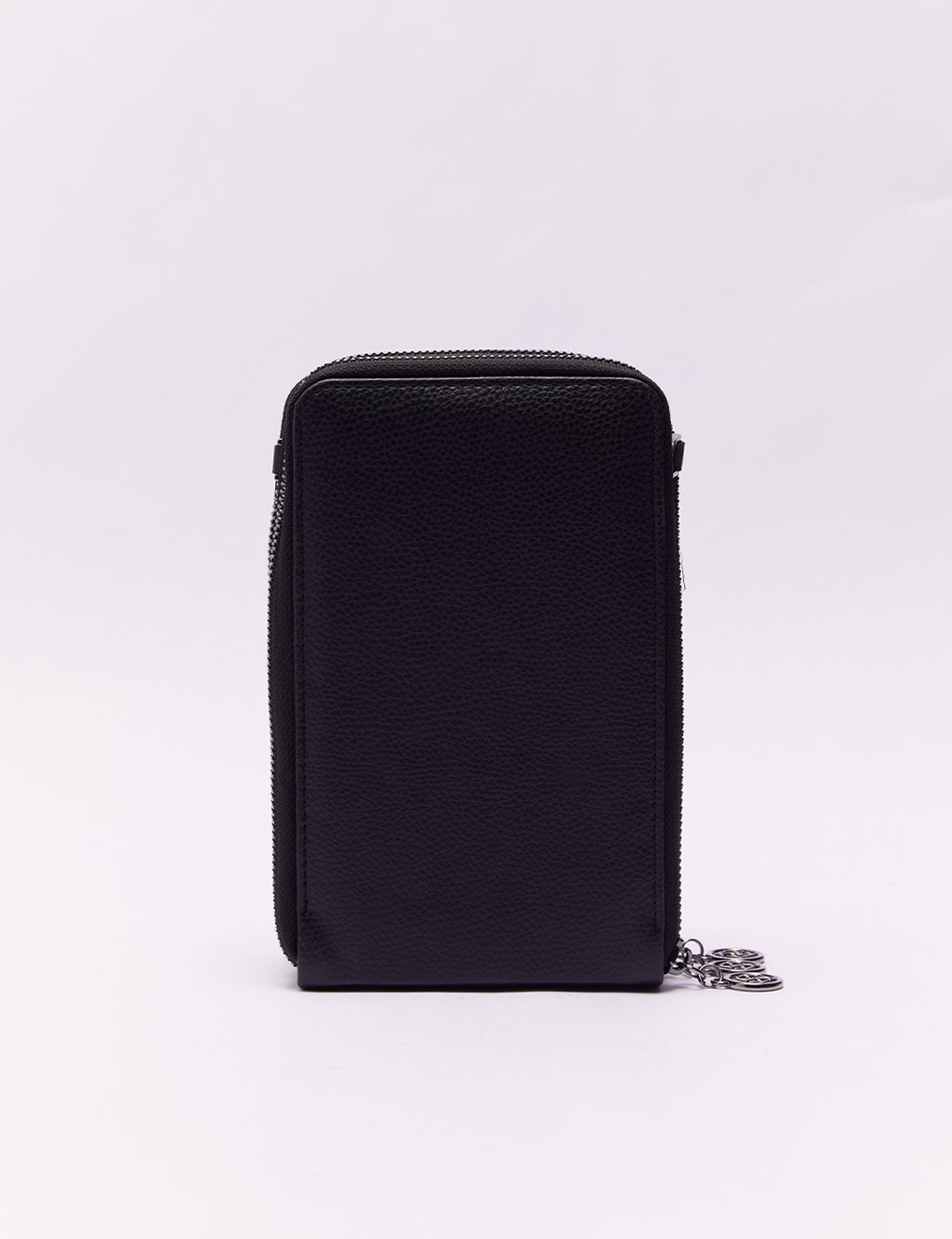 Three Compartment Natural Leather Wallet Bag Black