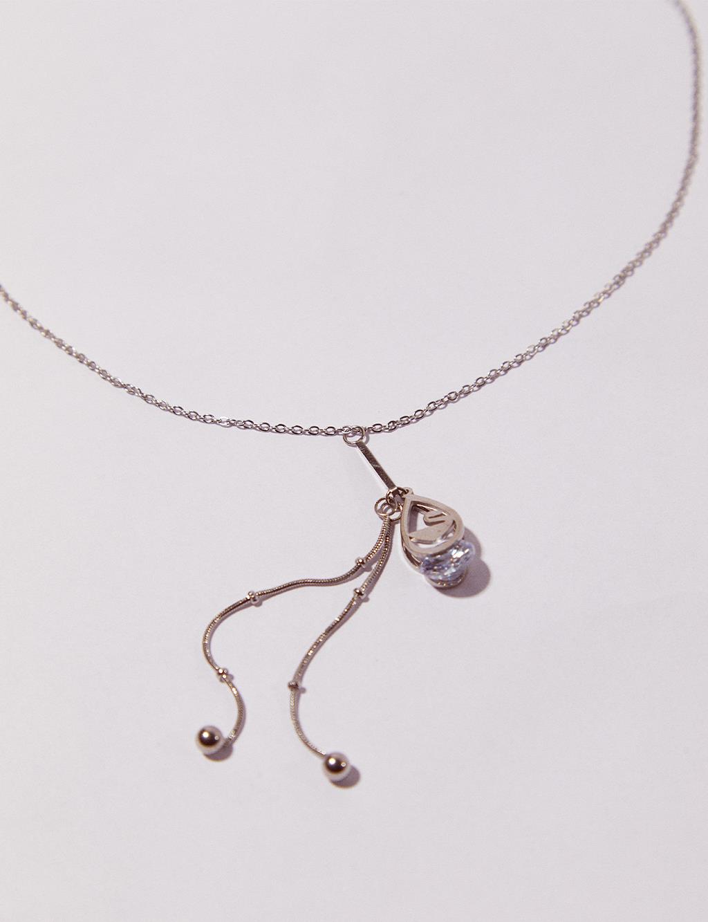 Swan Figured Necklace Silver Color