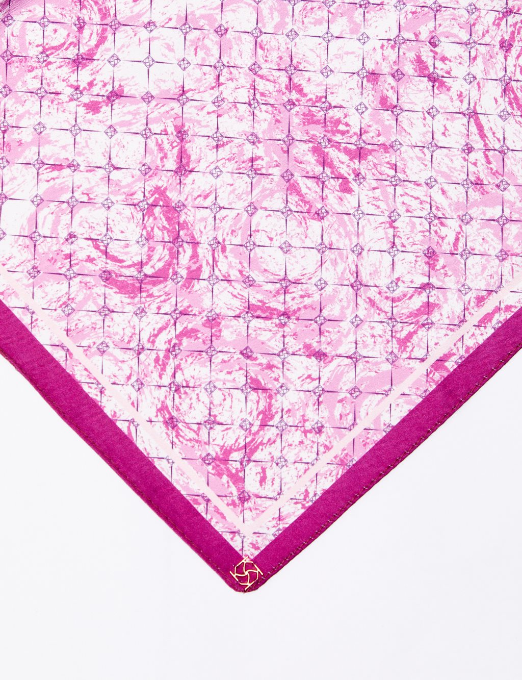 Abstract Patterned Monogram Scarf Fuchsia