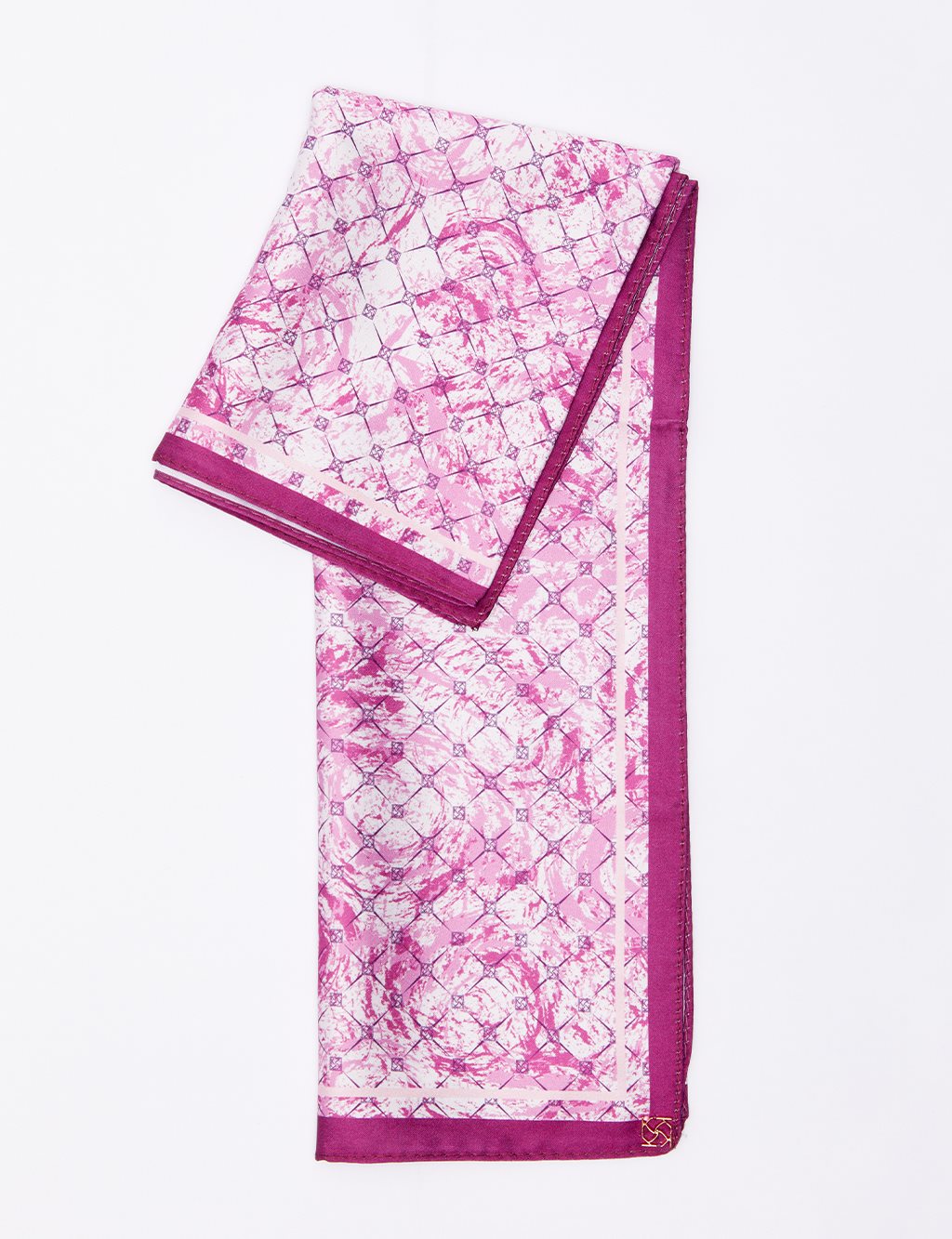Abstract Patterned Monogram Scarf Fuchsia