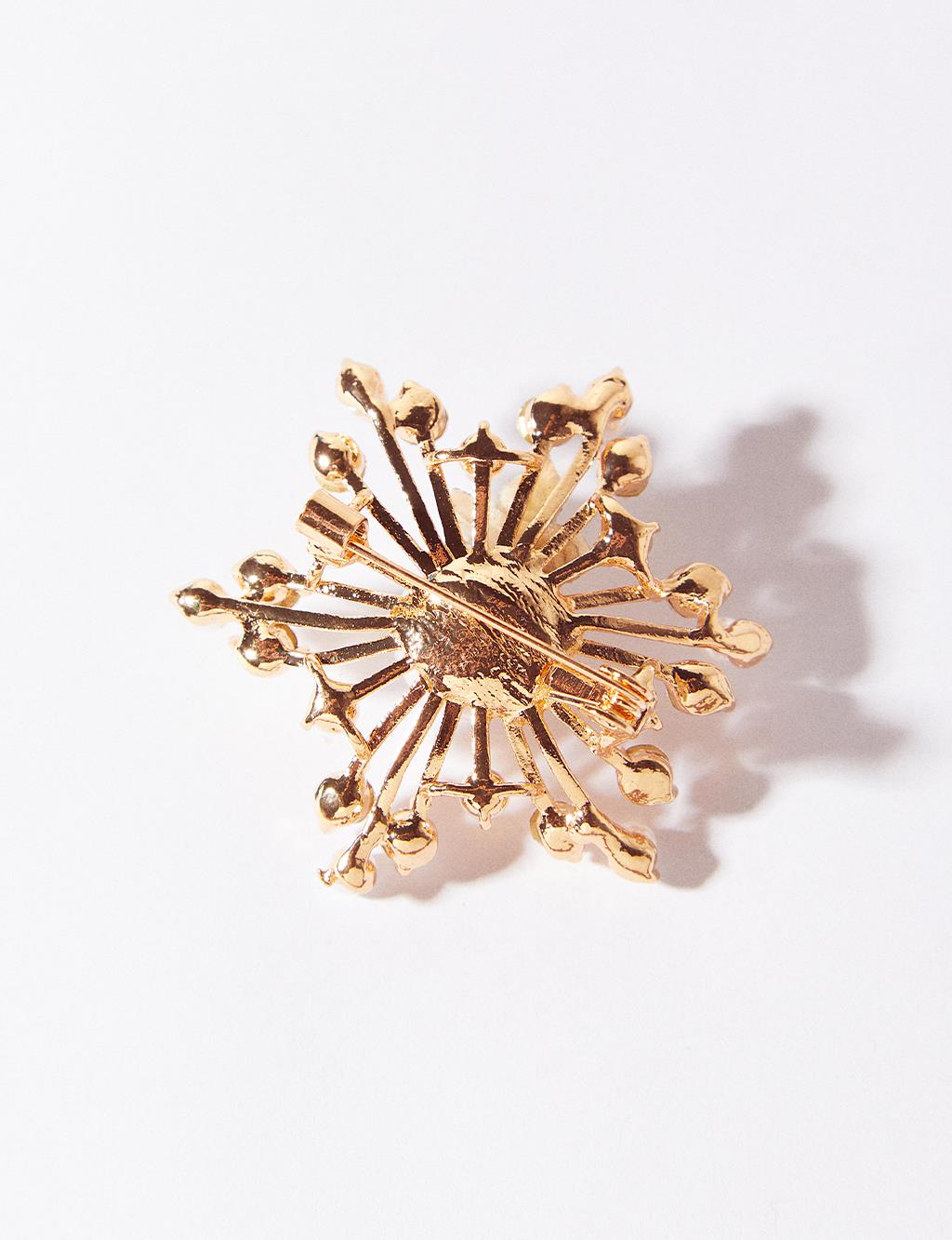 Pearl and Stone Sparkle Brooch Gold
