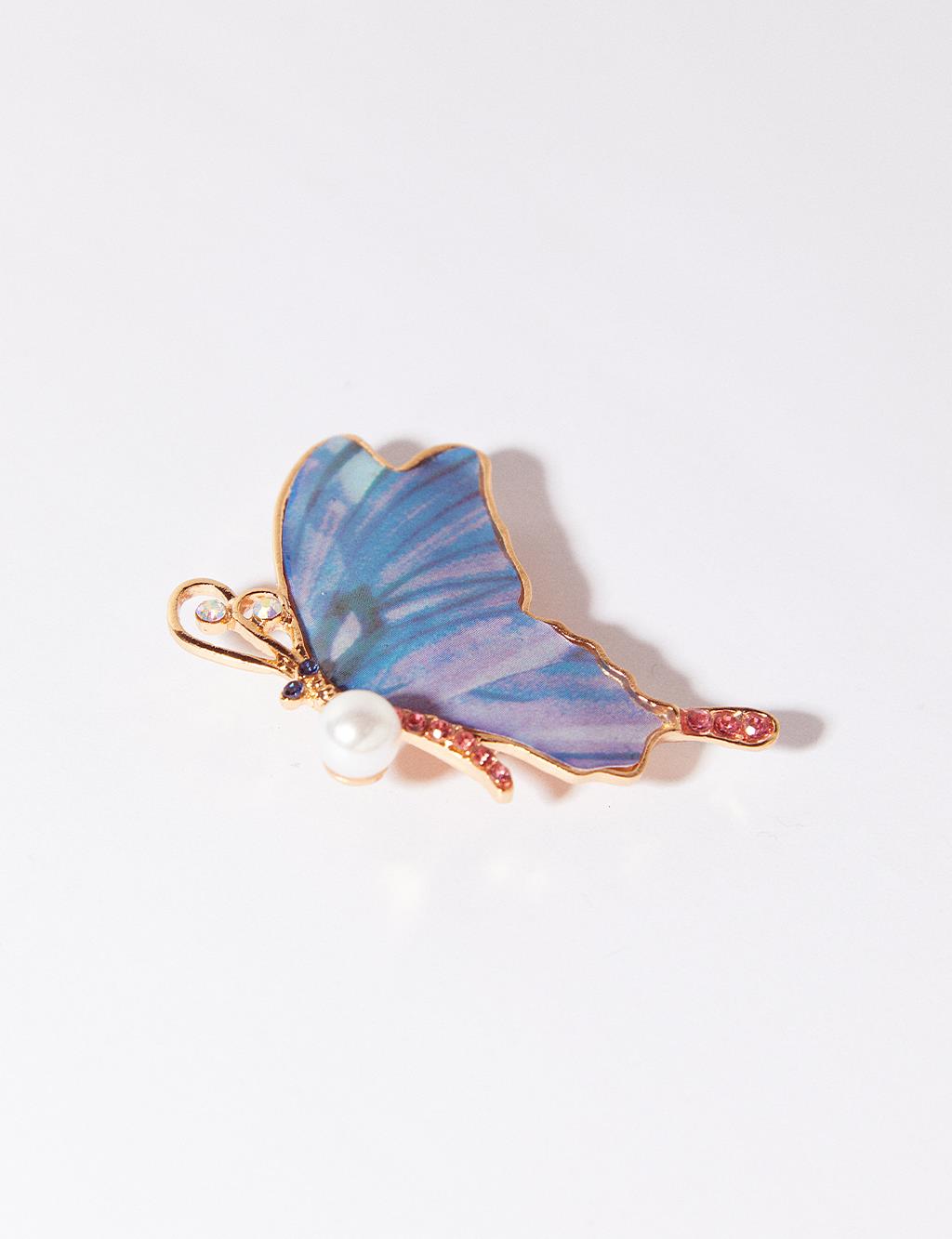 Butterfly Figured Pearl Brooch Blue