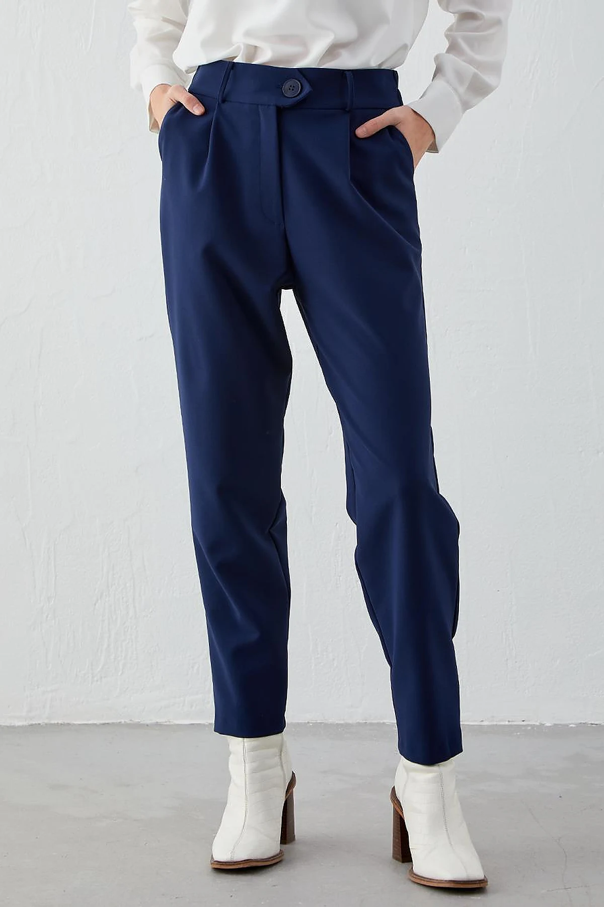Beli Lastikli Slouchy Pantolon Lacivert