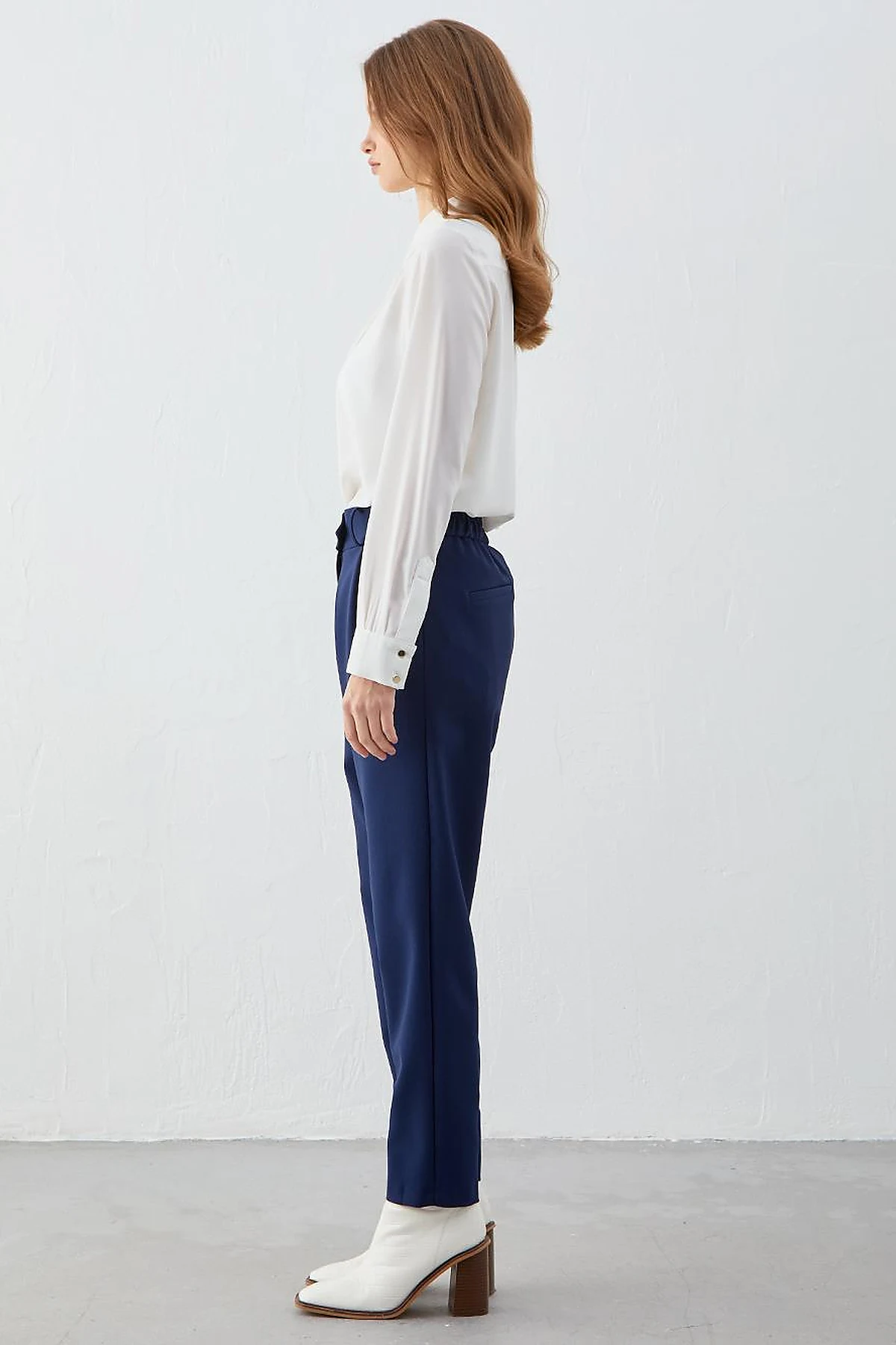 Beli Lastikli Slouchy Pantolon Lacivert