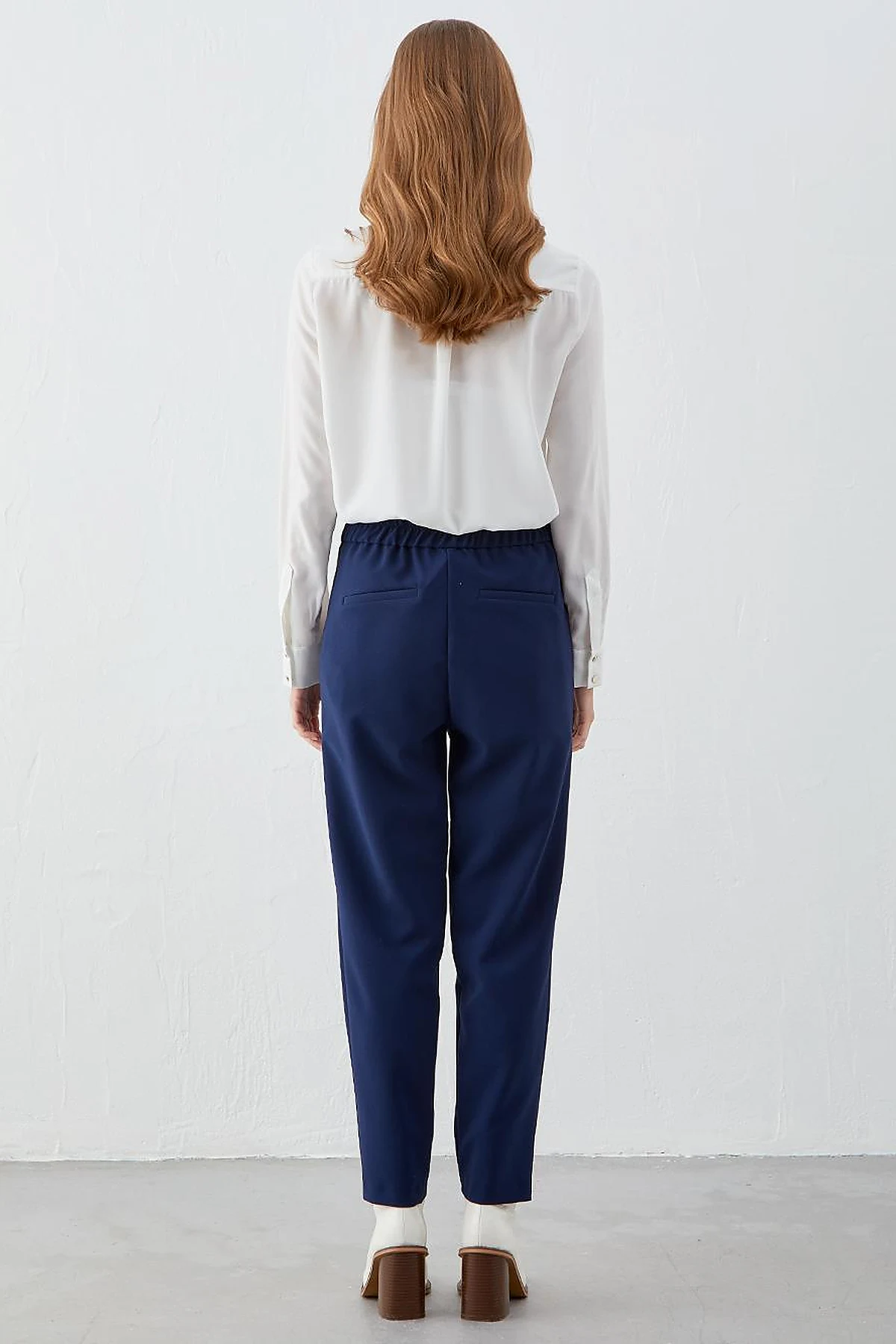 Beli Lastikli Slouchy Pantolon Lacivert