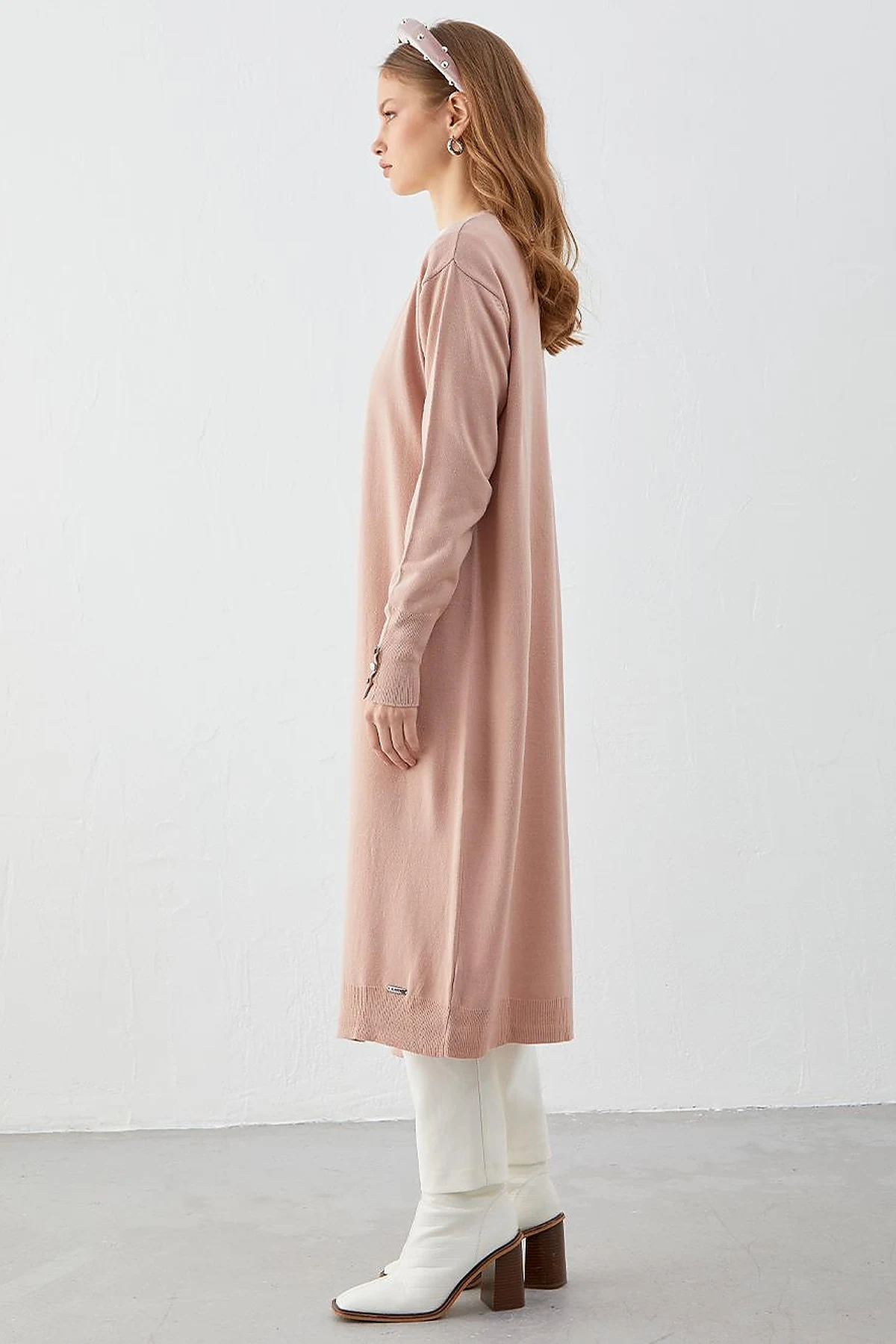  Long Knitwear Cardigan Powder
