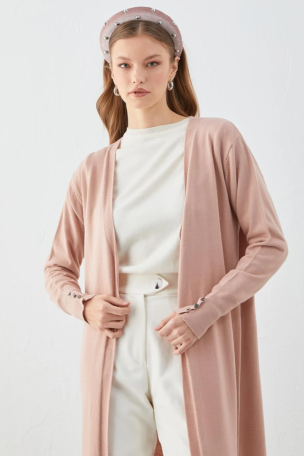  Long Knitwear Cardigan Powder