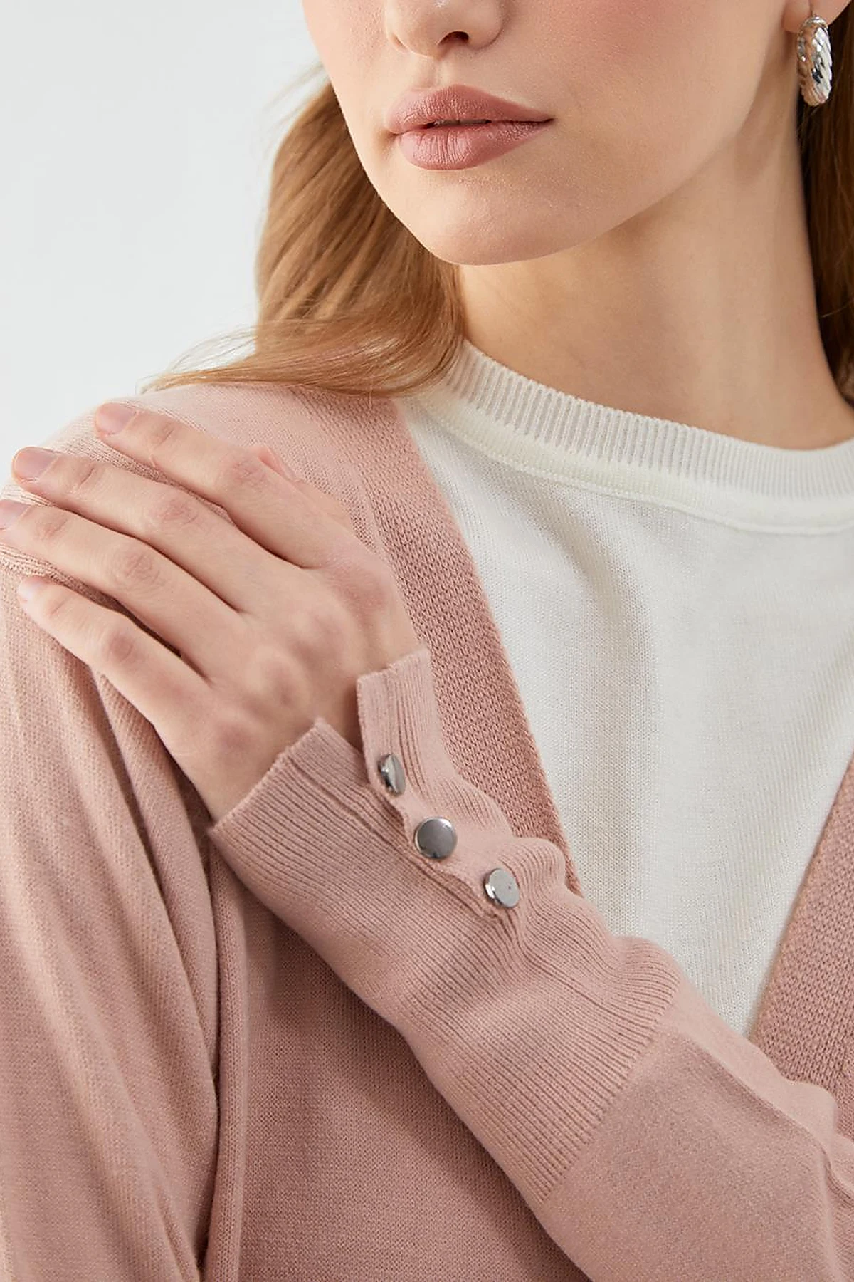  Long Knitwear Cardigan Powder