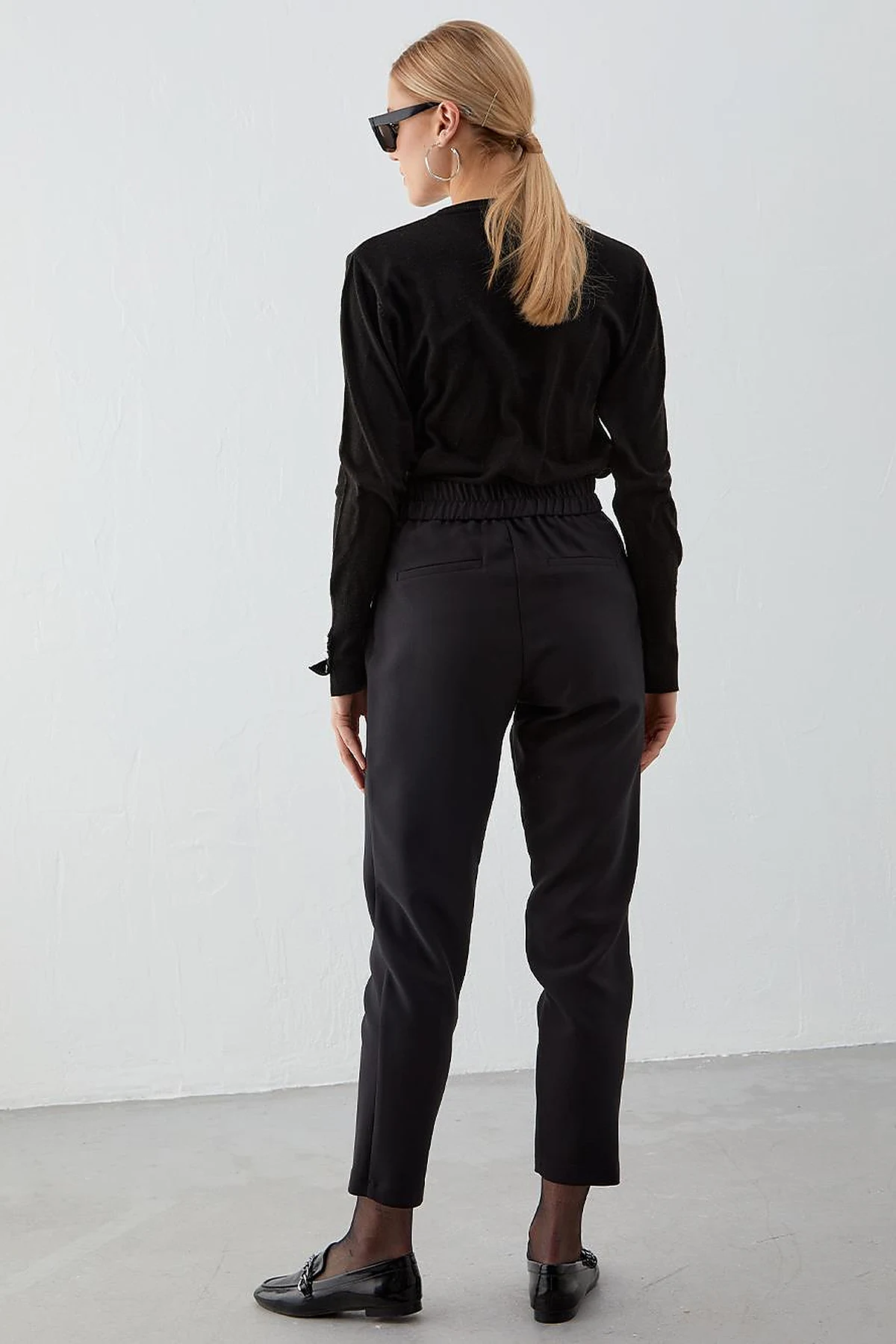 Beli Lastikli Slouchy Pantolon Siyah
