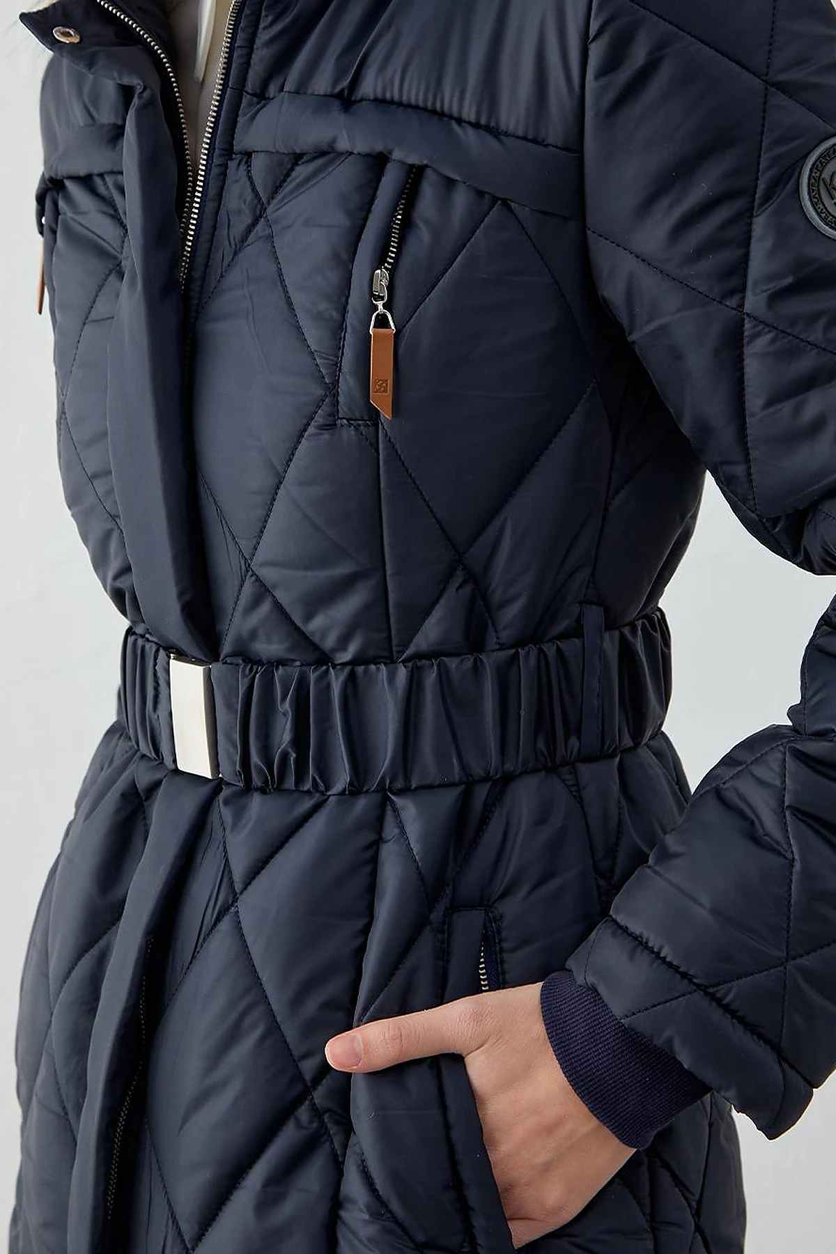 Diamond Quilted Puffer Coat Dark Navy