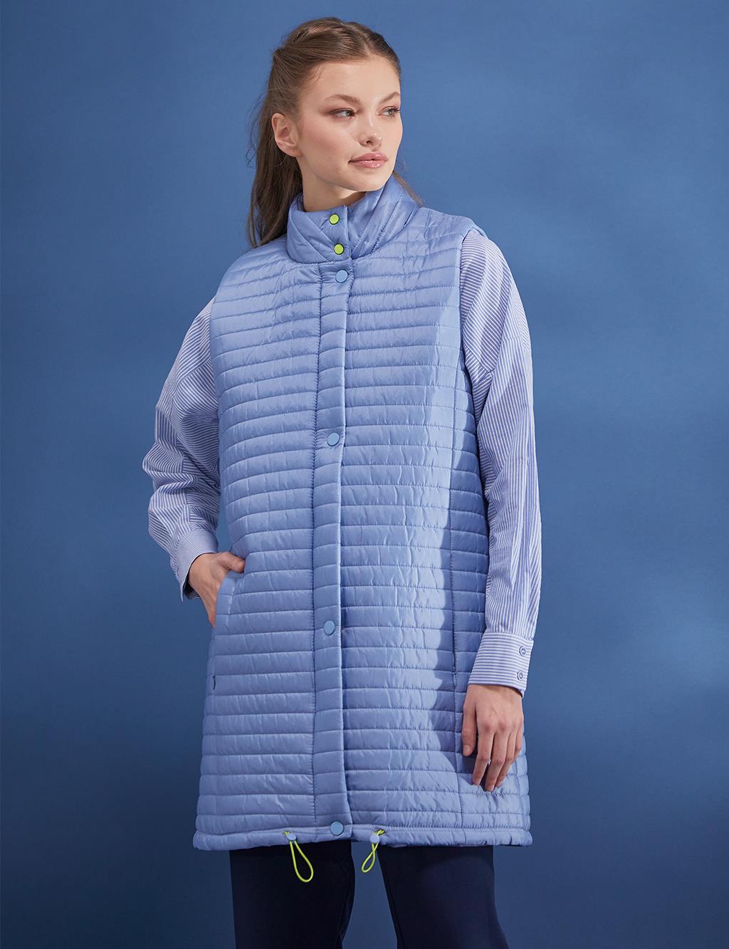 Thin Slice Quilted Inflatable Vest Blue