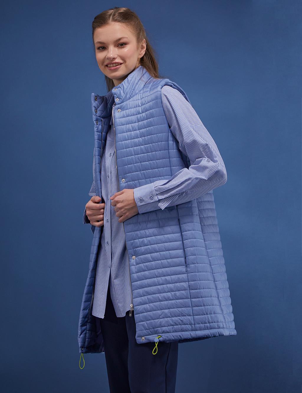Thin Slice Quilted Inflatable Vest Blue