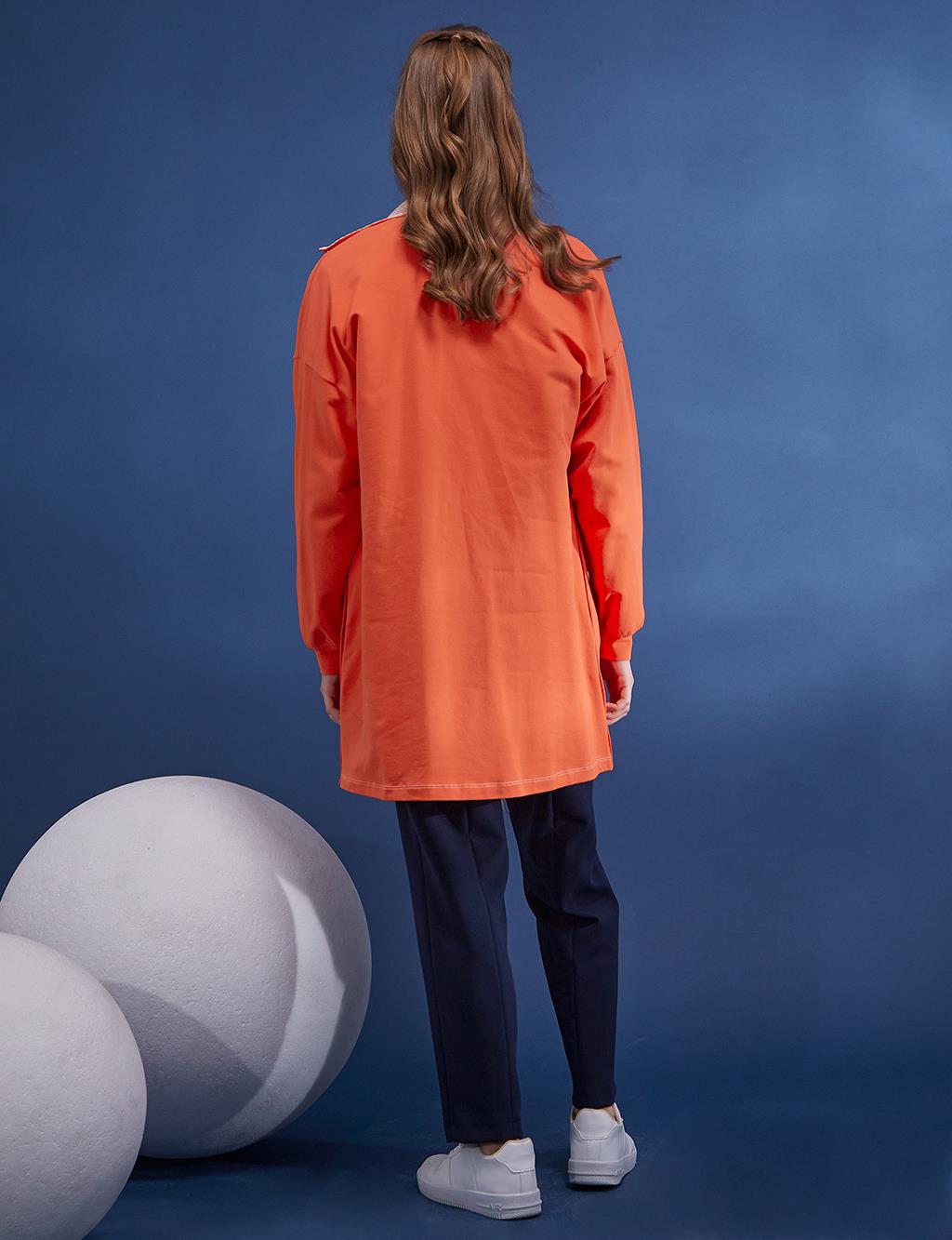 Punto Stitched Stand Up Sweatshirt Coral