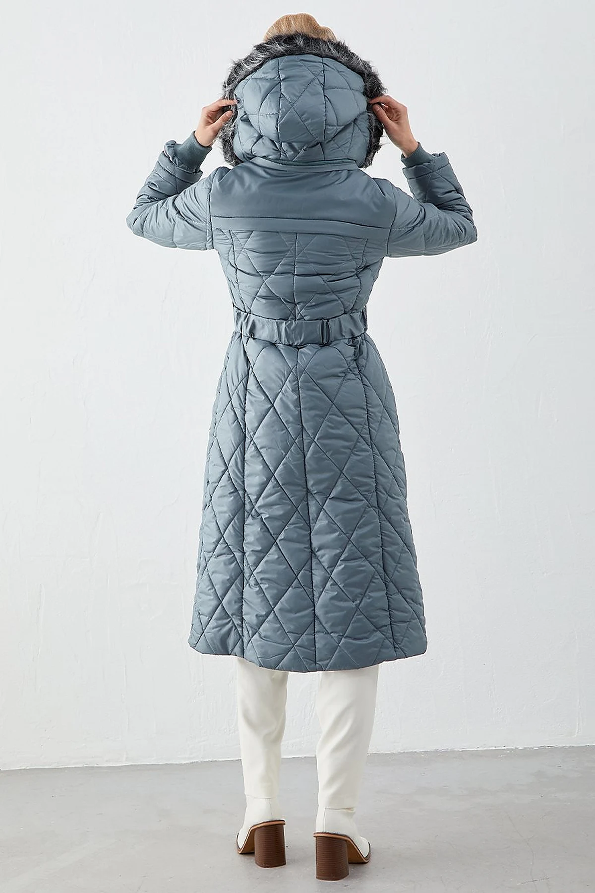 Diamond Quilted Puffer Coat Teal