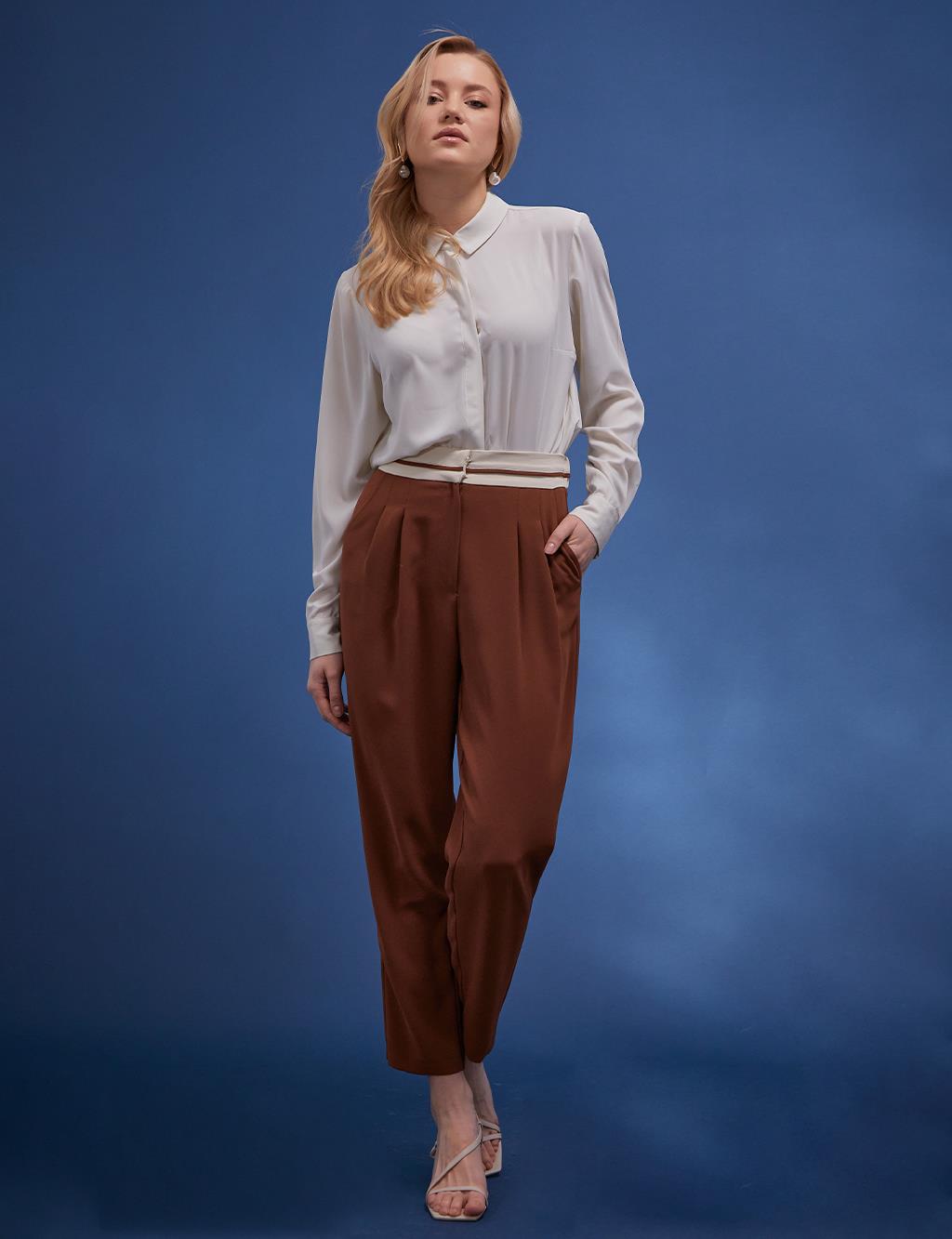 Colored Belt Business Pants Brown