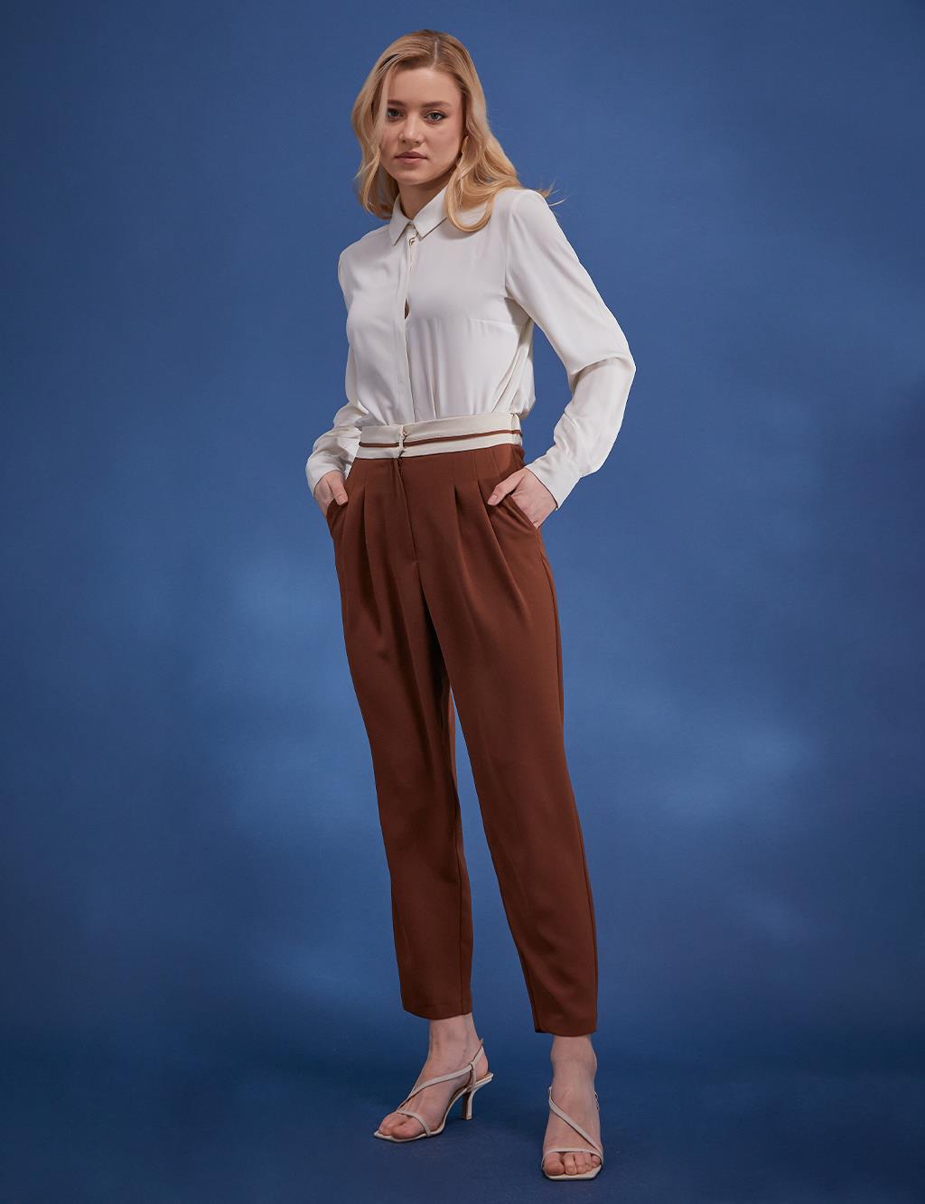 Colored Belt Business Pants Brown