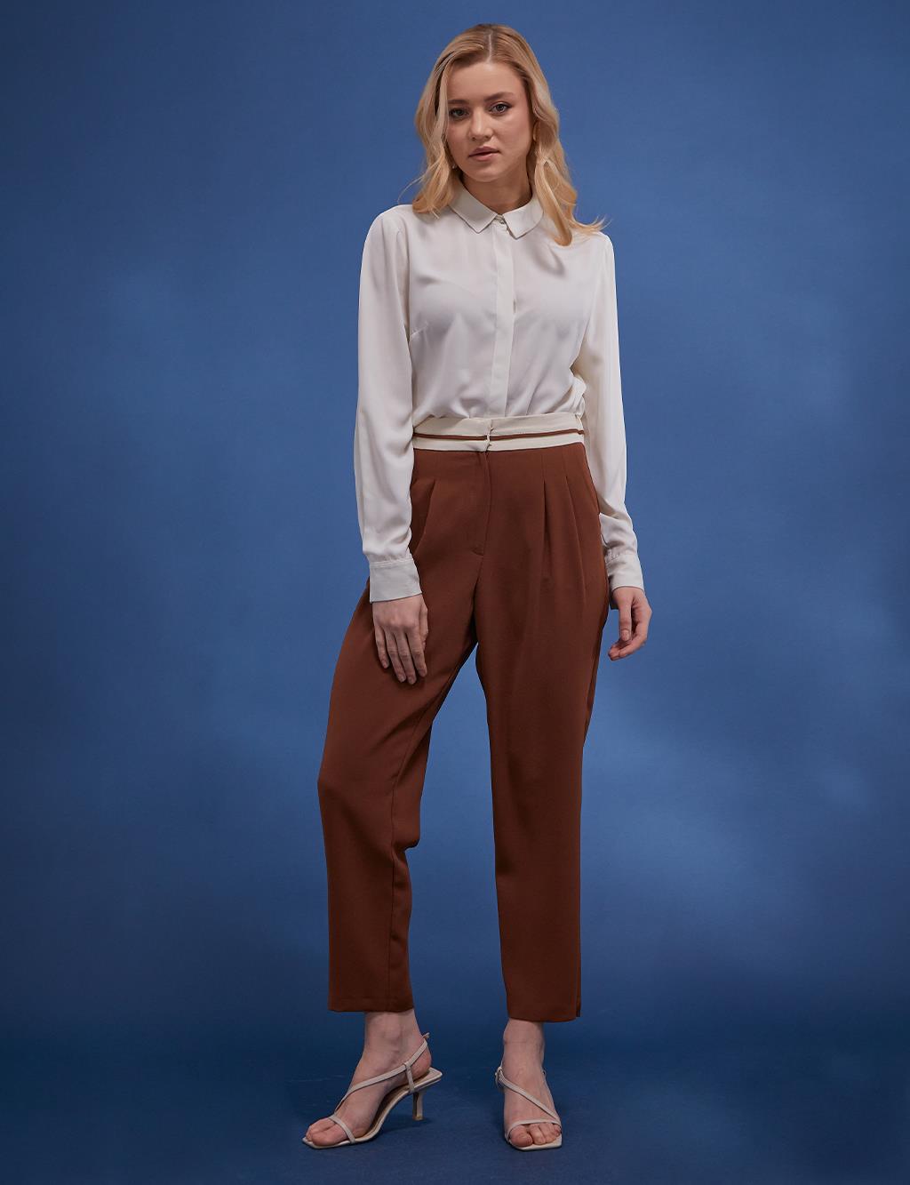 Colored Belt Business Pants Brown