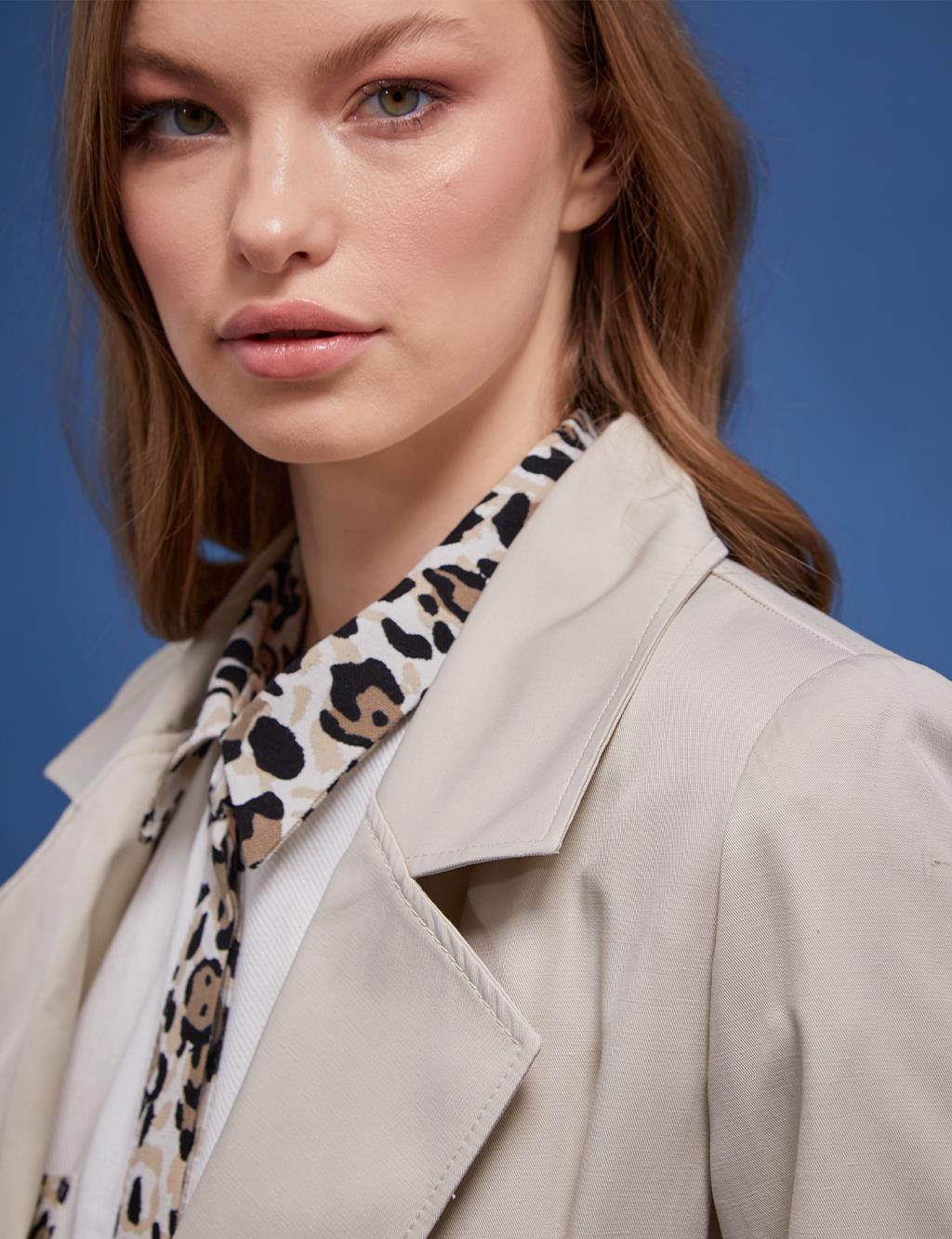 Windbreaker Detailed Ankle Epaulette Trench Coat Cream