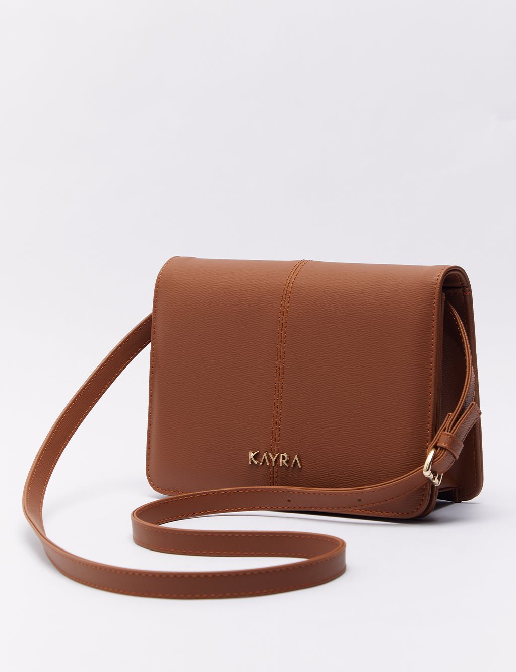 Dikiş Detaylı Kapaklı Çanta Camel