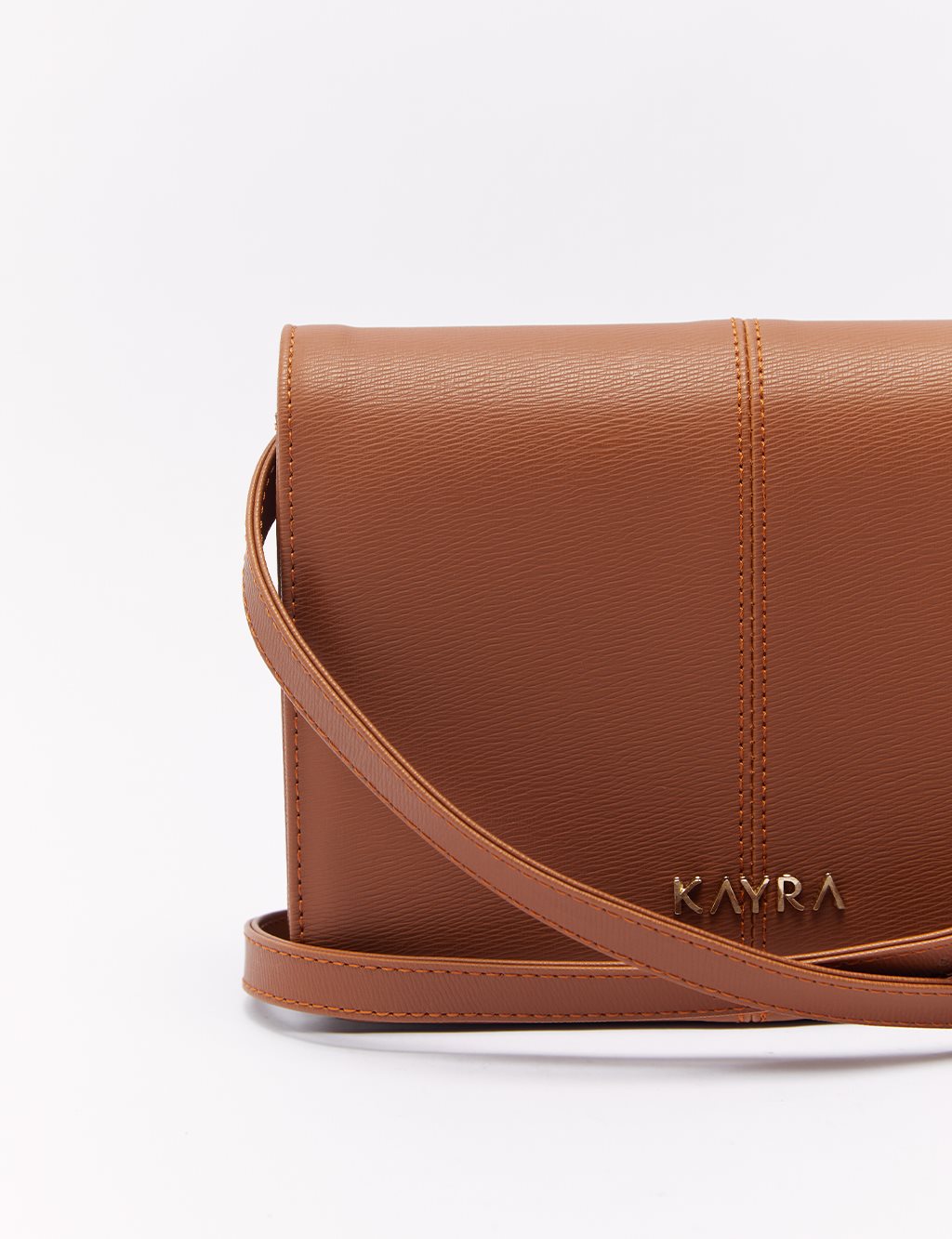 Dikiş Detaylı Kapaklı Çanta Camel