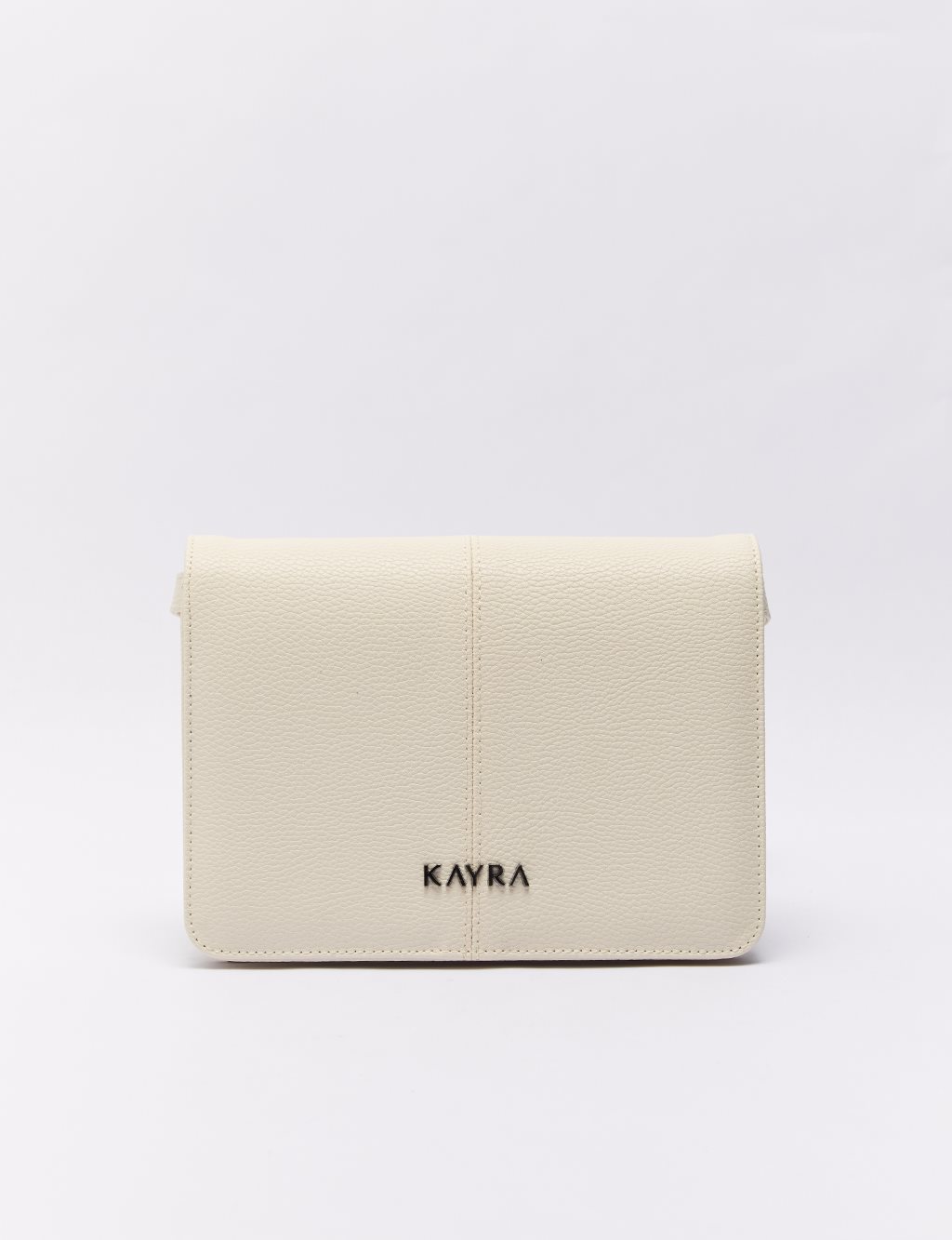 Dikiş Detaylı Kapaklı Çanta Krem