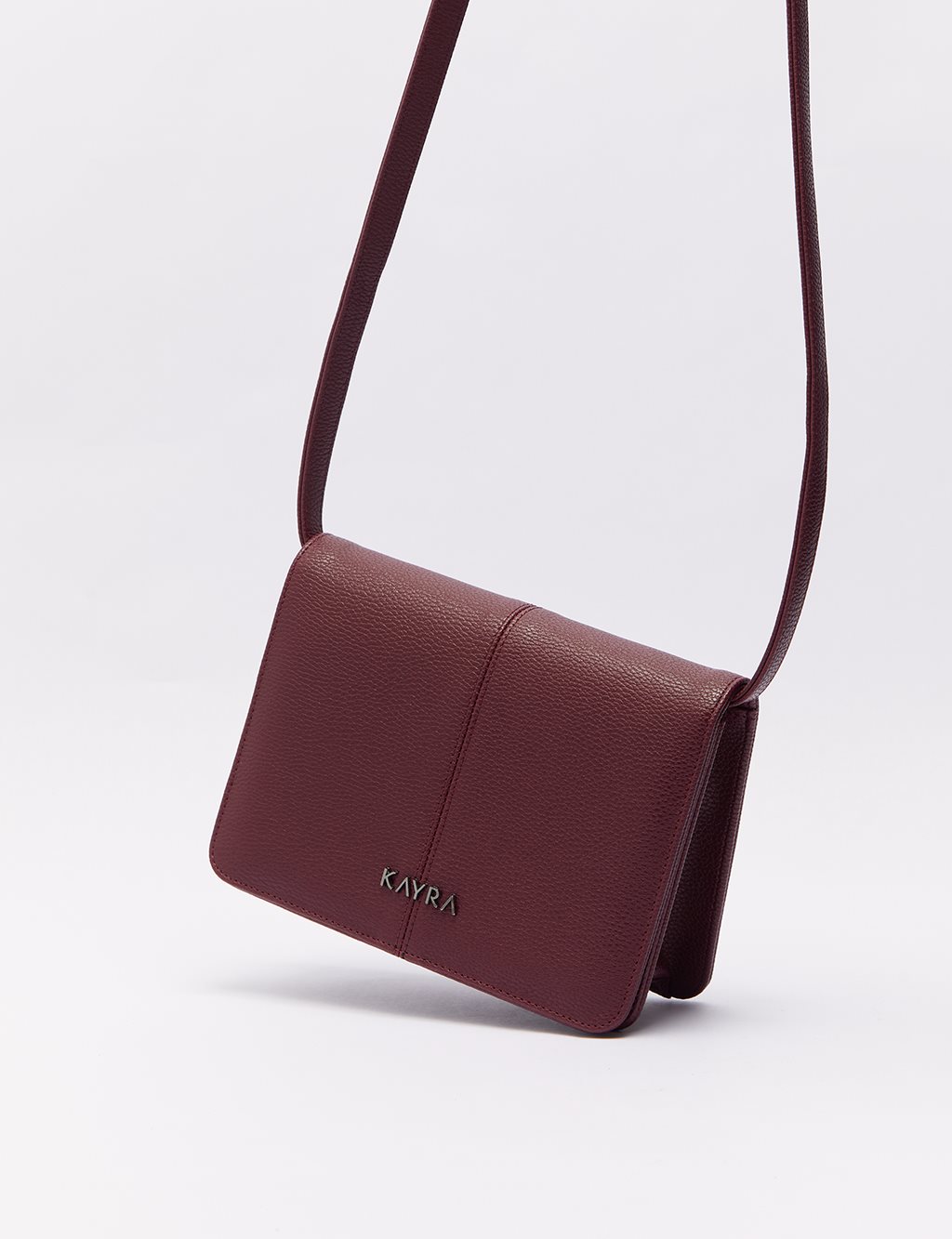 Dikiş Detaylı Kapaklı Çanta Bordo