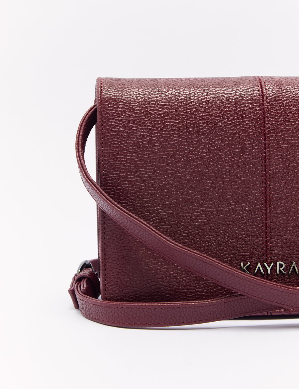 Dikiş Detaylı Kapaklı Çanta Bordo